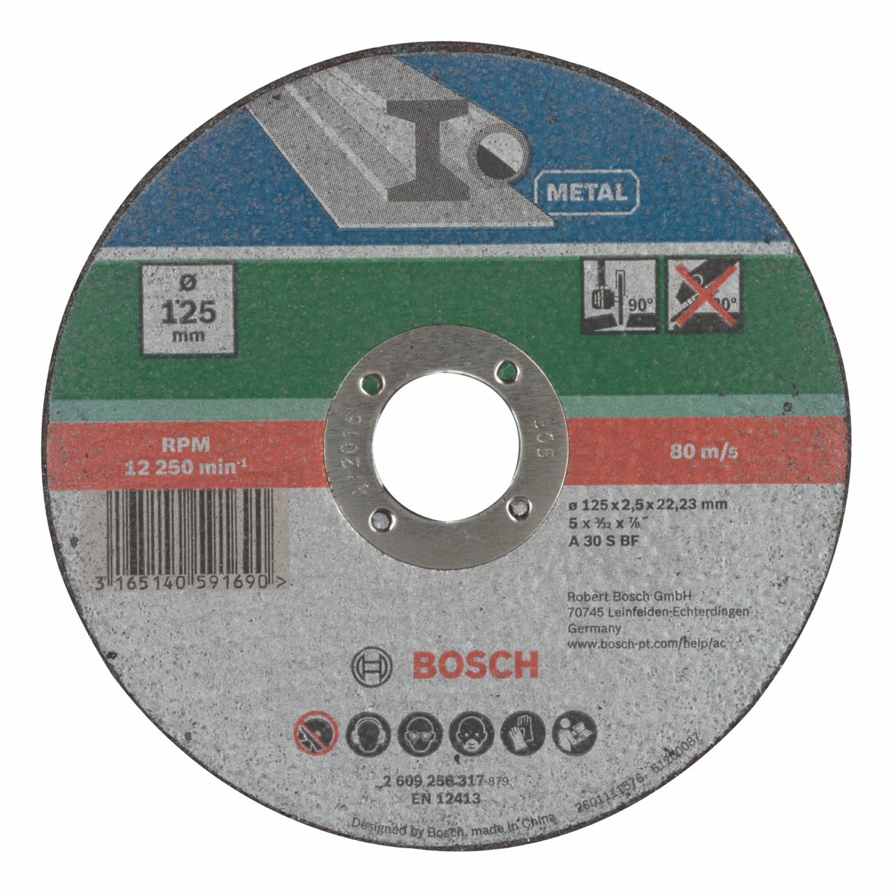Bosch Mola Taglio Dritta, Metallo 125 x 22.23 x 2.5 mm