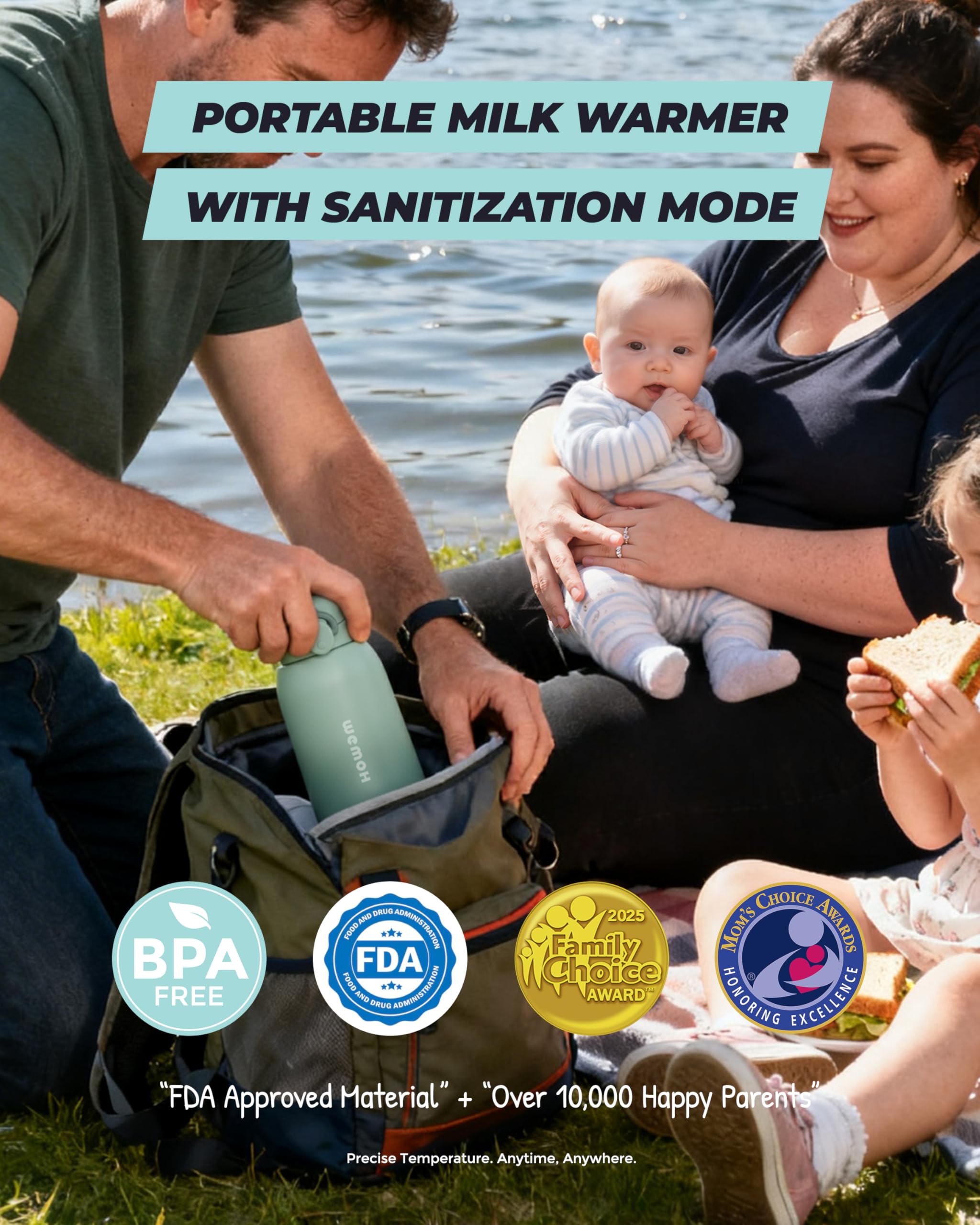 Wemoh Portable Milk Warmer for Travel with Self-Clean Function, Precise Temp Control & 8 Feeds per Charge - Image 2