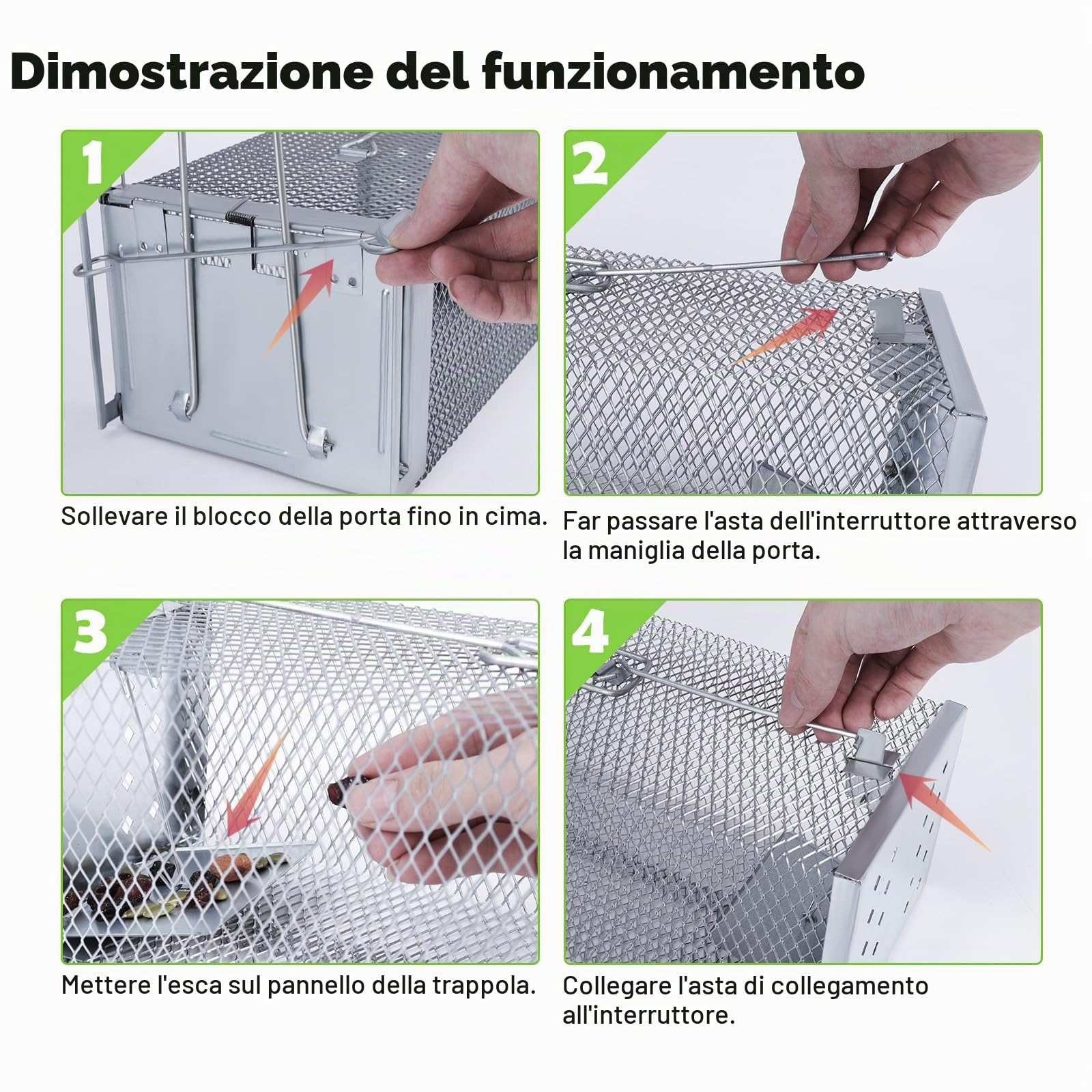Trappola per topi vivi,Trappola per topi Premium XXL Trappola per cibo per topi altamente sensibile,Trappola adatta agli animali e riutilizzabile,Adatta per Magazzino da giardino (Conf da 2)