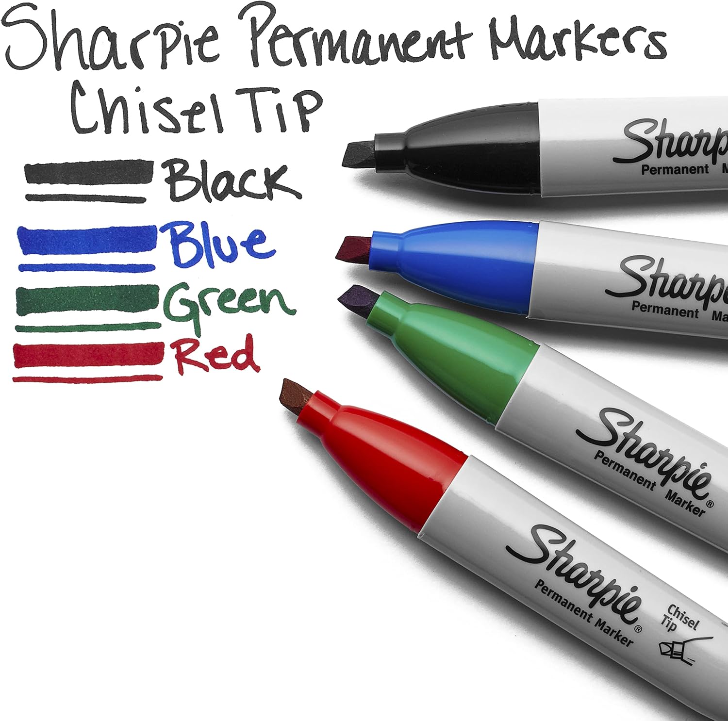 SHARPIE Permanent Markers, Chisel Tip, Classic Colors, 4 Count
