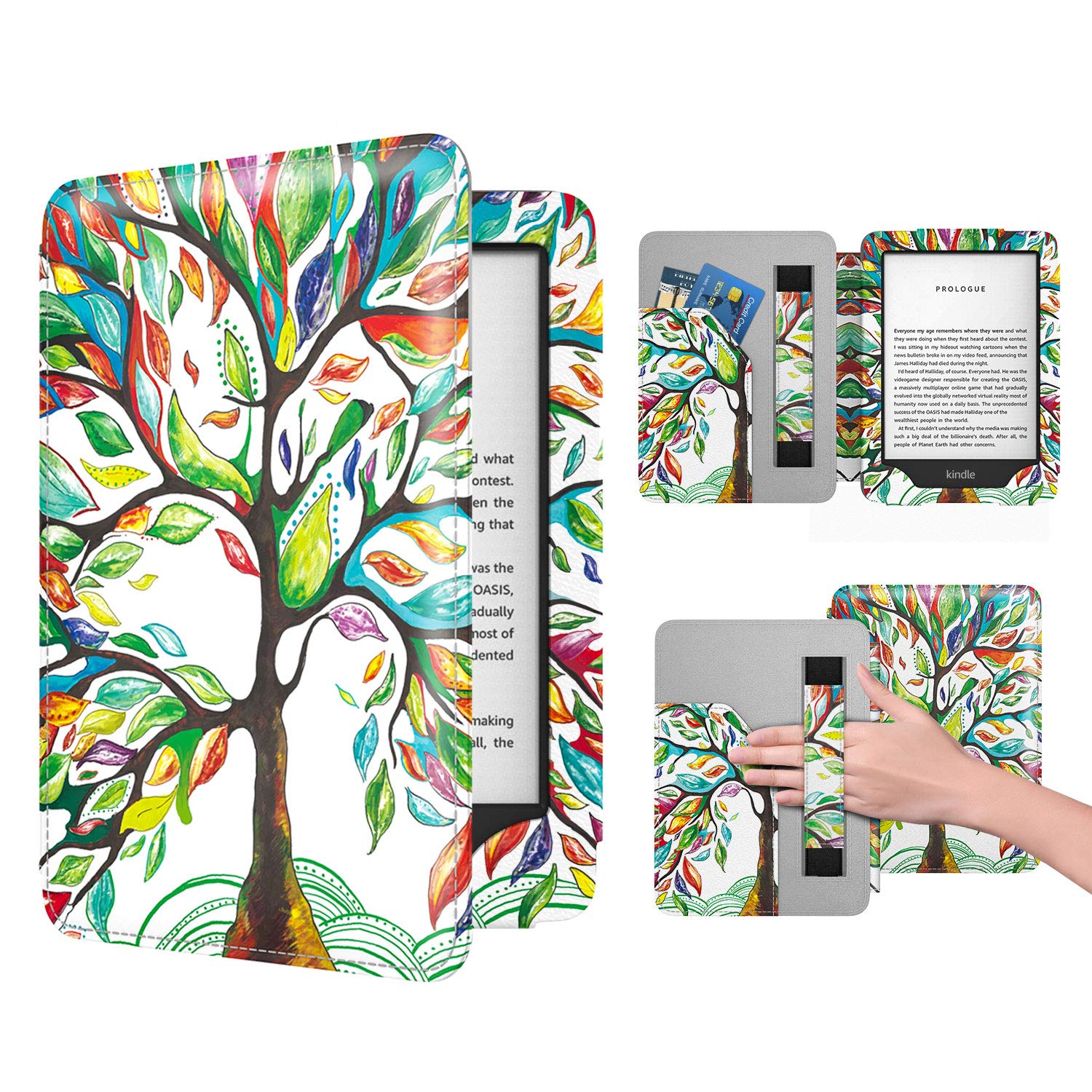 Dadanism Case Fits All-New K i n d l e 10th Generation 2019 Release / 8th Generation 2016, PU Leather Ultra Lightweight Slim Smart Cover with Hand Strap & Pocket (Auto Sleep/Wake) – Lucky Tree