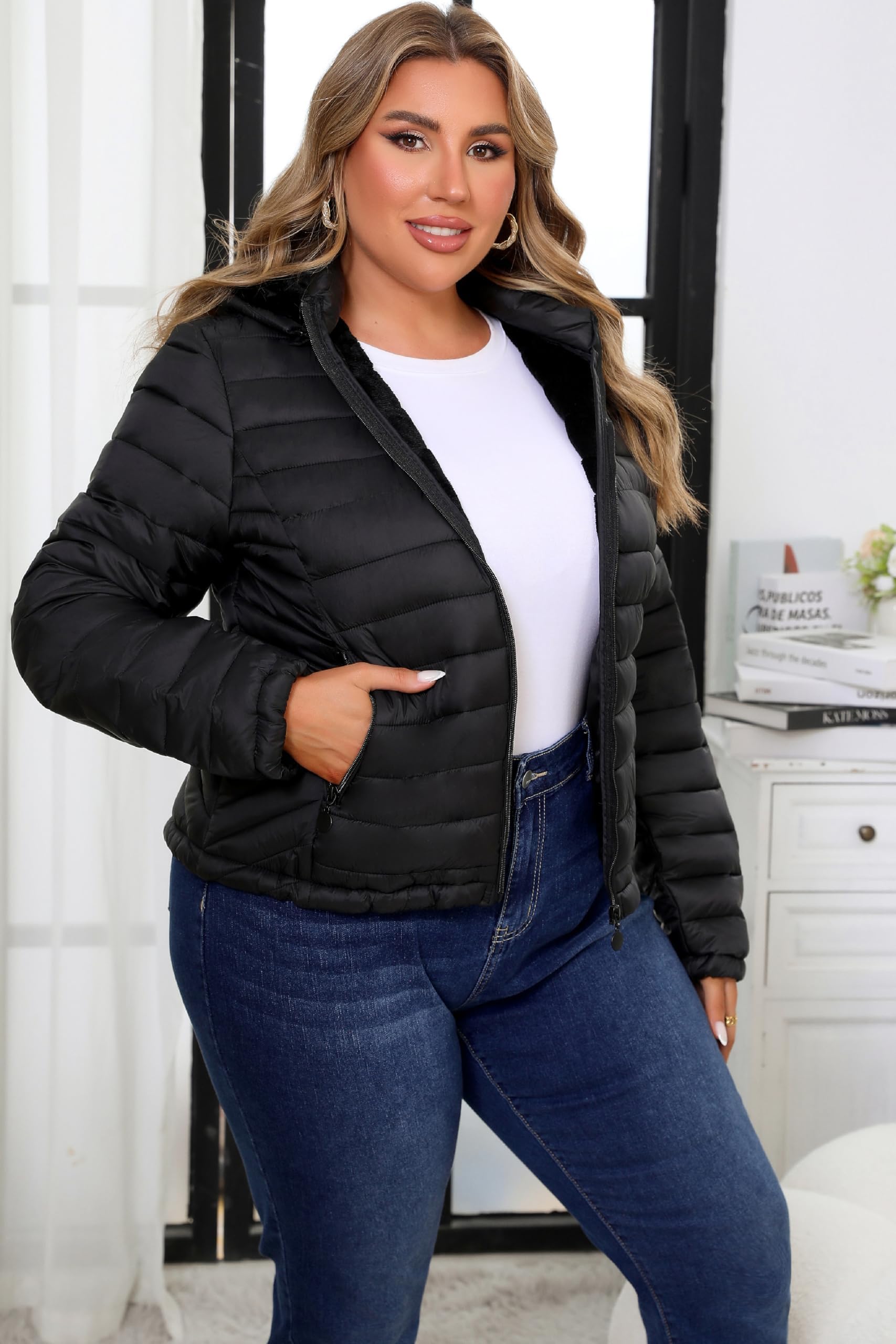 Geschallino Giacca da donna leggera trapuntata oversize, cappotto imbottito da donna, modello a palloncino per autunno e inverno