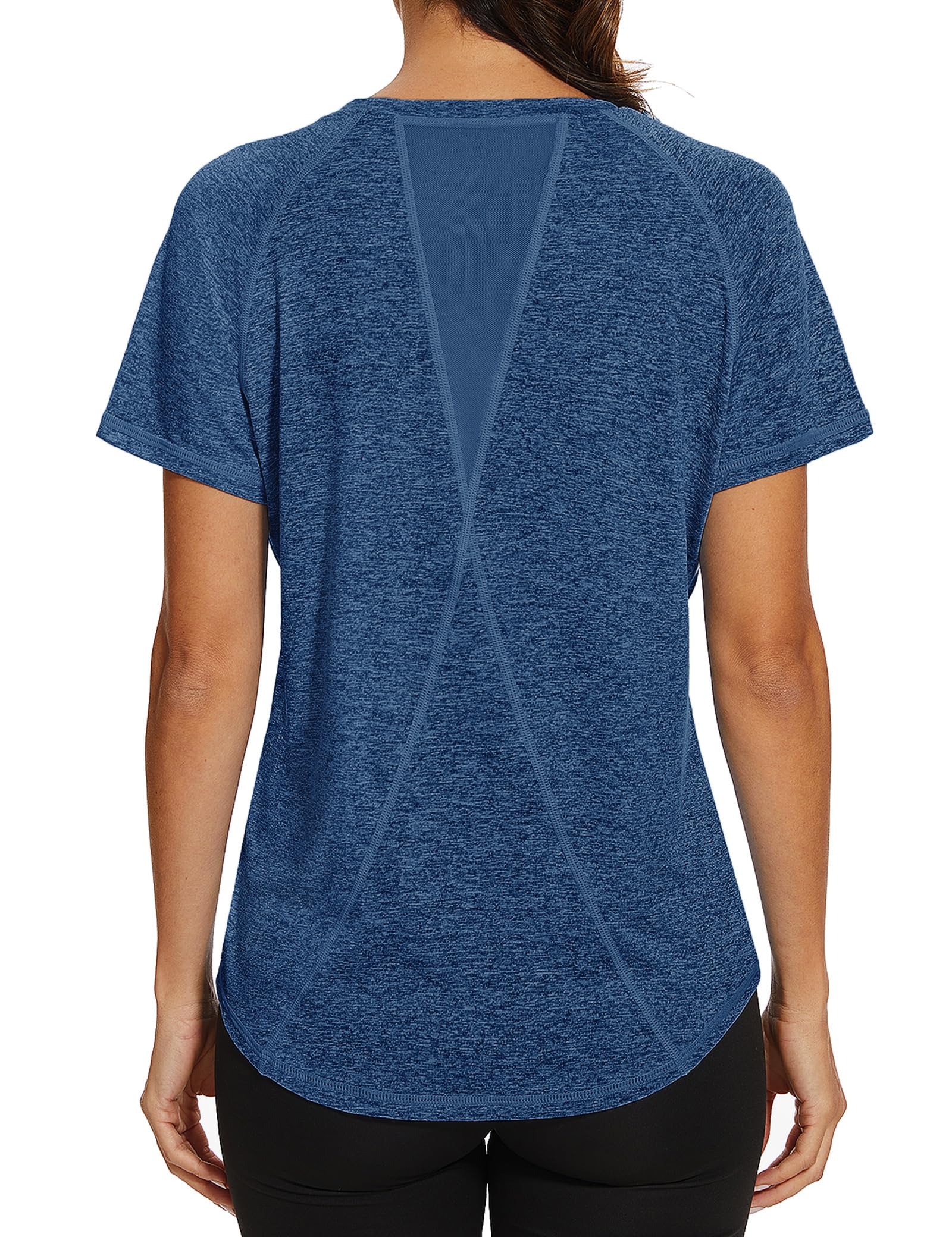 Gyabnw Damen UV Shirt UPF 50+ Sportshirt Kurzarm Atmungsaktives Funktionsshirt mit Mesh Rücken Schnelltrocknendes Laufshirt