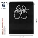 FabPax Set of 6 Shoe Bag for Travel & Storage, Shoe Cover for Travelling, Shoe Organizer for Women & Men, Shoe Pouches with Clear Window, Shoe Bags with Drawstring Closure (Black - Pack of 6) gallery image