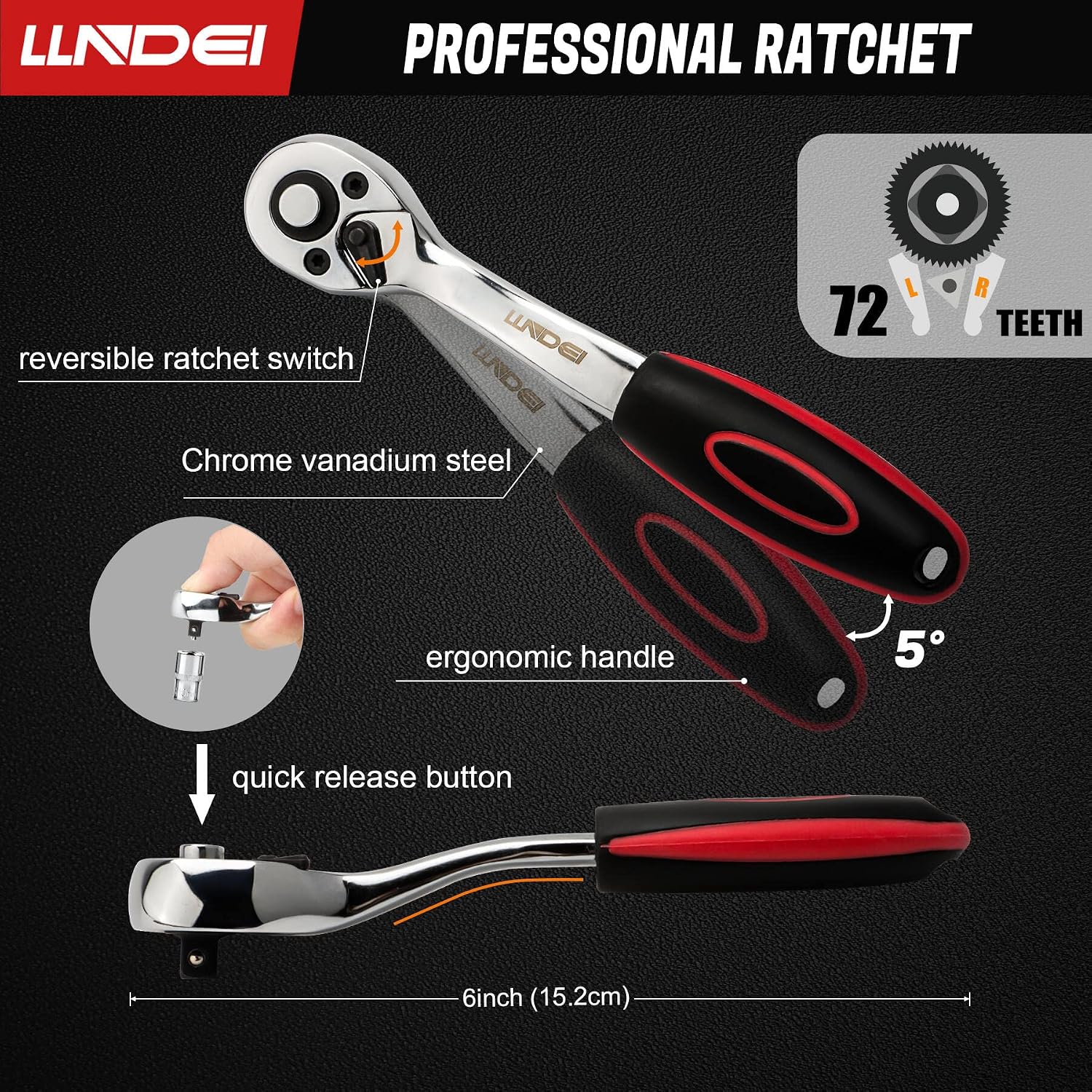 LLNDEI 1/4 Inch Socket Set Metric with Ratchet Wrench 57+1PCS, Magnetic Pick-Up Tool, Extensions with 1/4" Drive Bits Set 30PCS, Household Home Repair Kit & Automotive Repair, DIY'er (Sockets 4-14mm)
