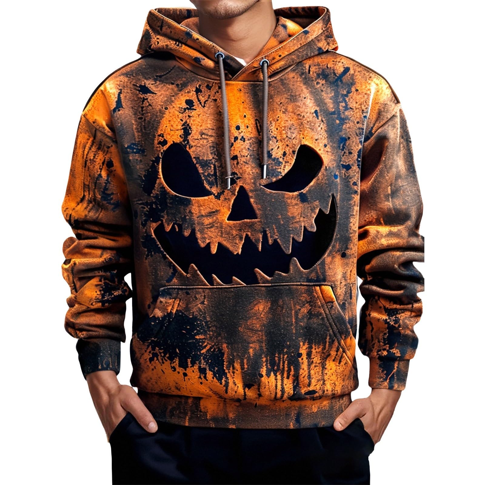Halloween Hoodie Herren Mit 3D Kürbis Print - Gruseliger Kapuzenpullover Für Partys & Events