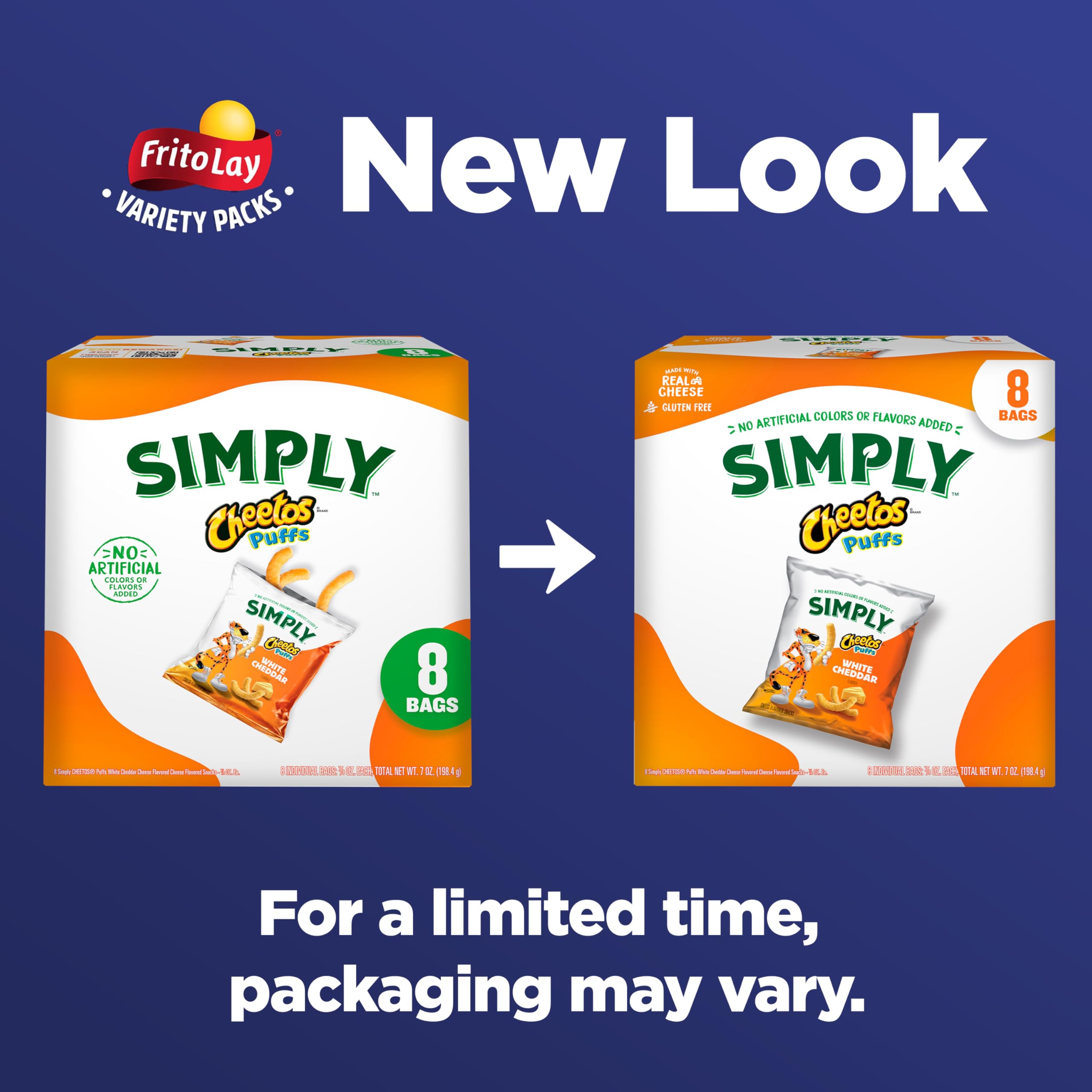 Amazon.com: Frito-Lay Simply Cheetos White Cheddar Puffs, 8 Count 