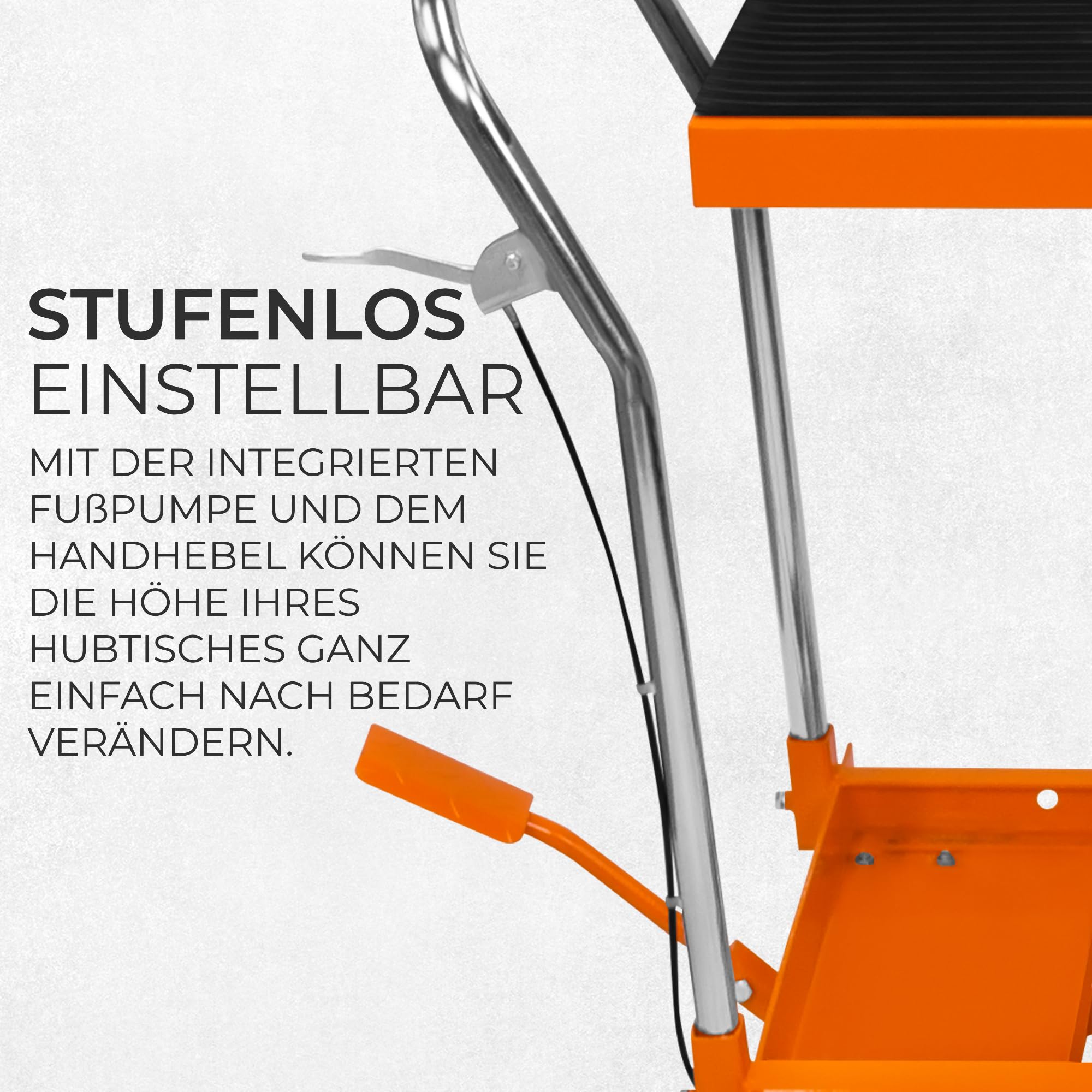 Hydraulischer Hubtisch Scherenhubtisch 500KG Mobil Wagen Multi-Höhen-Positionen Arretierbares manuelles Fuß- und Handpedal Abnehmbare Gummimatte 4 Räder 2 Abschließbare 81cm x 51cm 29-78cm Hubbereich