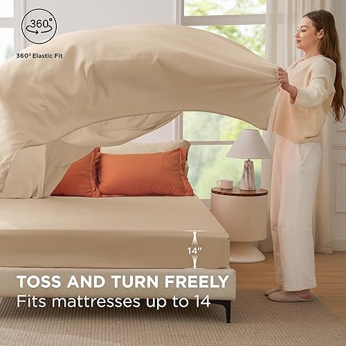 Miniatura 6 de Bedsure Juego de edredón tamaño King, color naranja quemado, 7 piezas, ligero, bohemio, cama en una bolsa con edredón, sábanas, fundas de almohada y