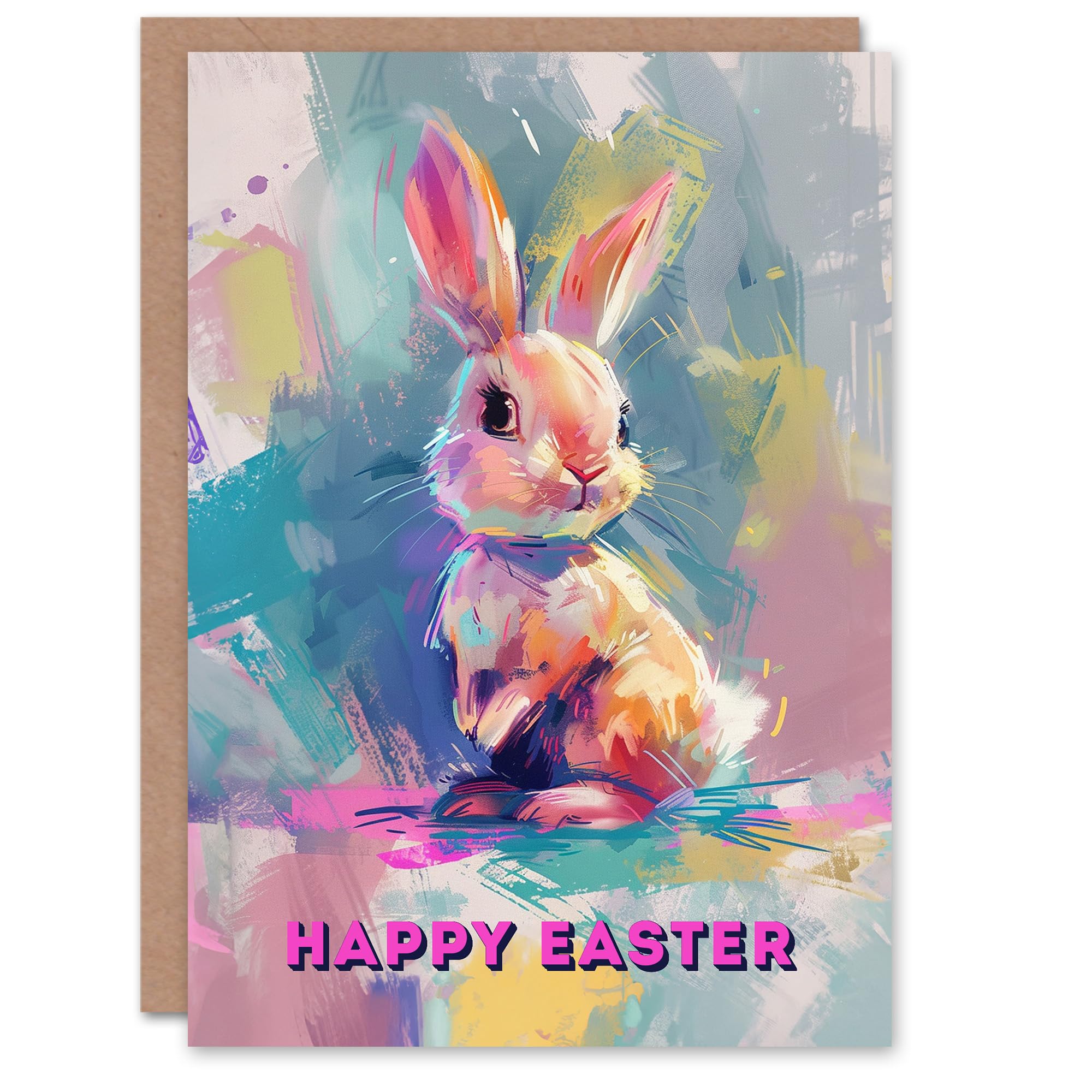 Artery8 - Greeting Card - Easter Card - Bunny Rabbit Painting - Blue