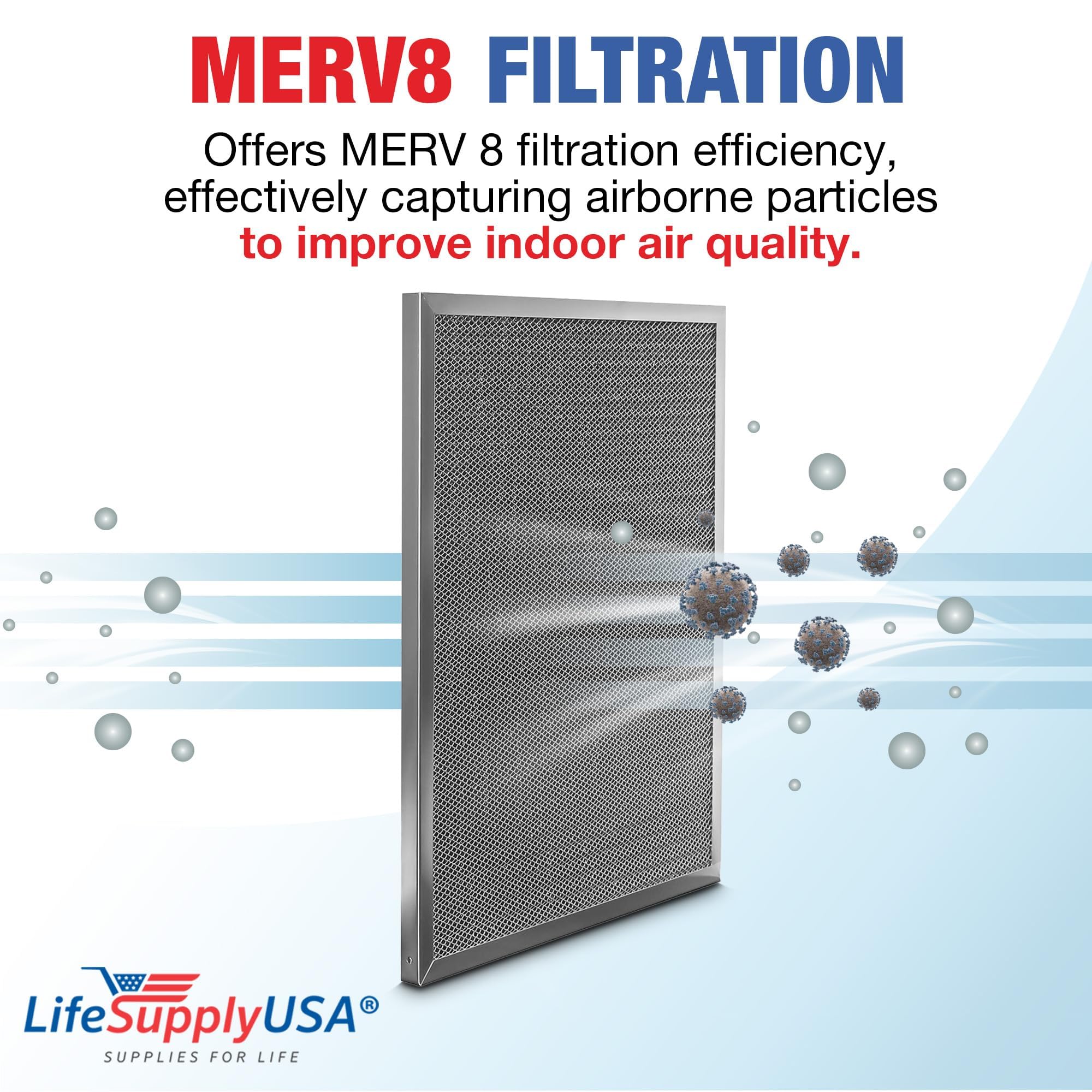 LifeSupplyUSA - Filtro de Aire de Repuesto para Sistema de Aire Acondicionado Central HVAC (20 x 24 x 1, electrostático, Lavable)