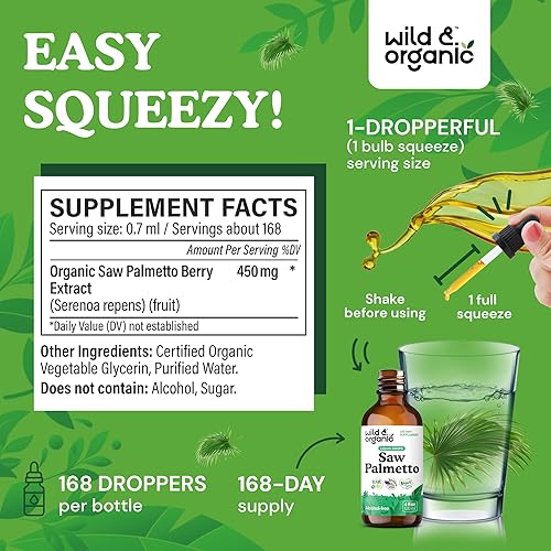 Miniatura 3 de Suplemento de extracto líquido de Saw Palmetto para hombres y mujeres, tintura orgánica de palma enana americana, vegana, gotas sin alcohol, 2 onzas