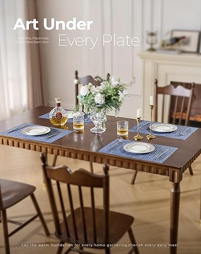 Miniatura 74 de Leetaltree - Manteles individuales, resistentes al calor, antideslizantes, para mesa de comedor, lavables, duraderos, tejido de PVC