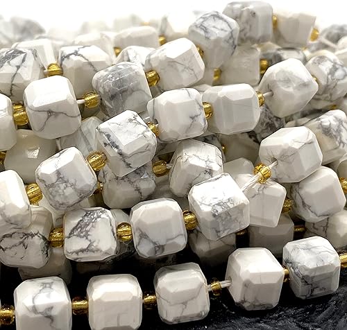 Miniatura 6 de ABCGEMS Cuentas de howlita blanca California (una técnica de corte revolucionaria aporta un aspecto más dinámico a un cubo tradicional) piedra