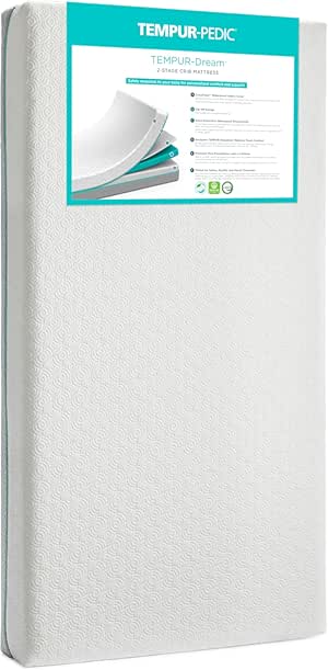 TEMPUR-Dream 2-Stage Waterproof Baby Crib and Toddler Mattress - Made in USA, 52"x28"