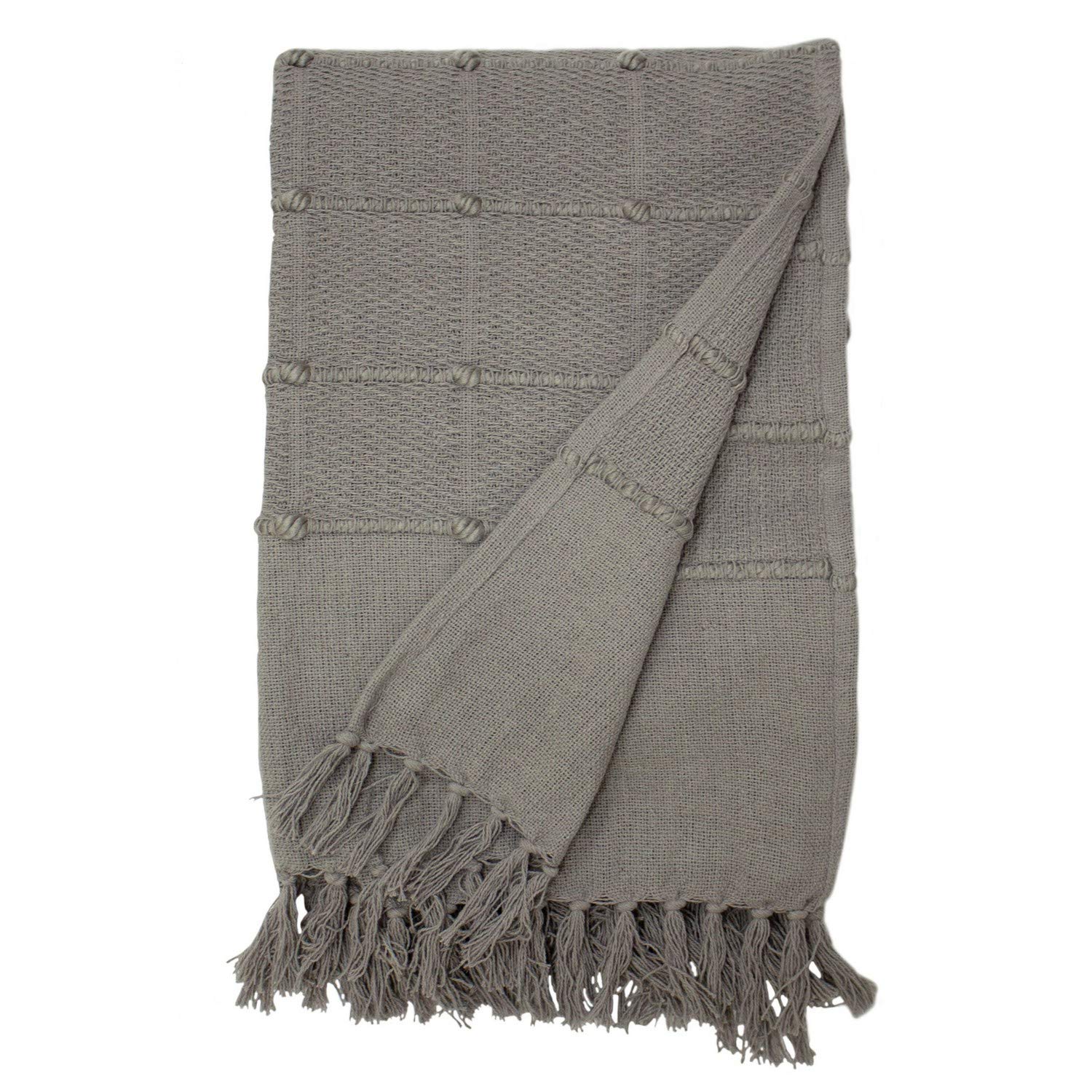 furn. Motti Grey Woven Tufted Stripe Throw 130 x 180cm