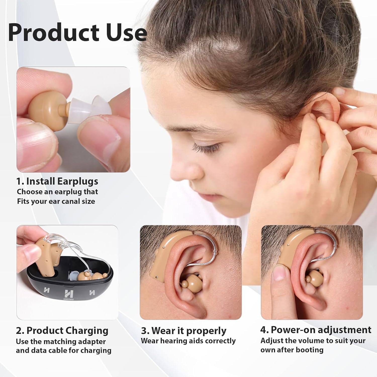 Hearing Aids, Rechargeable Hearing Aids for Seniors, Portable Hearing Amplifiers with Noise Cancelling and Volume Control, Digital Hearing Assist Devices with A Travel Charging Box (A1)