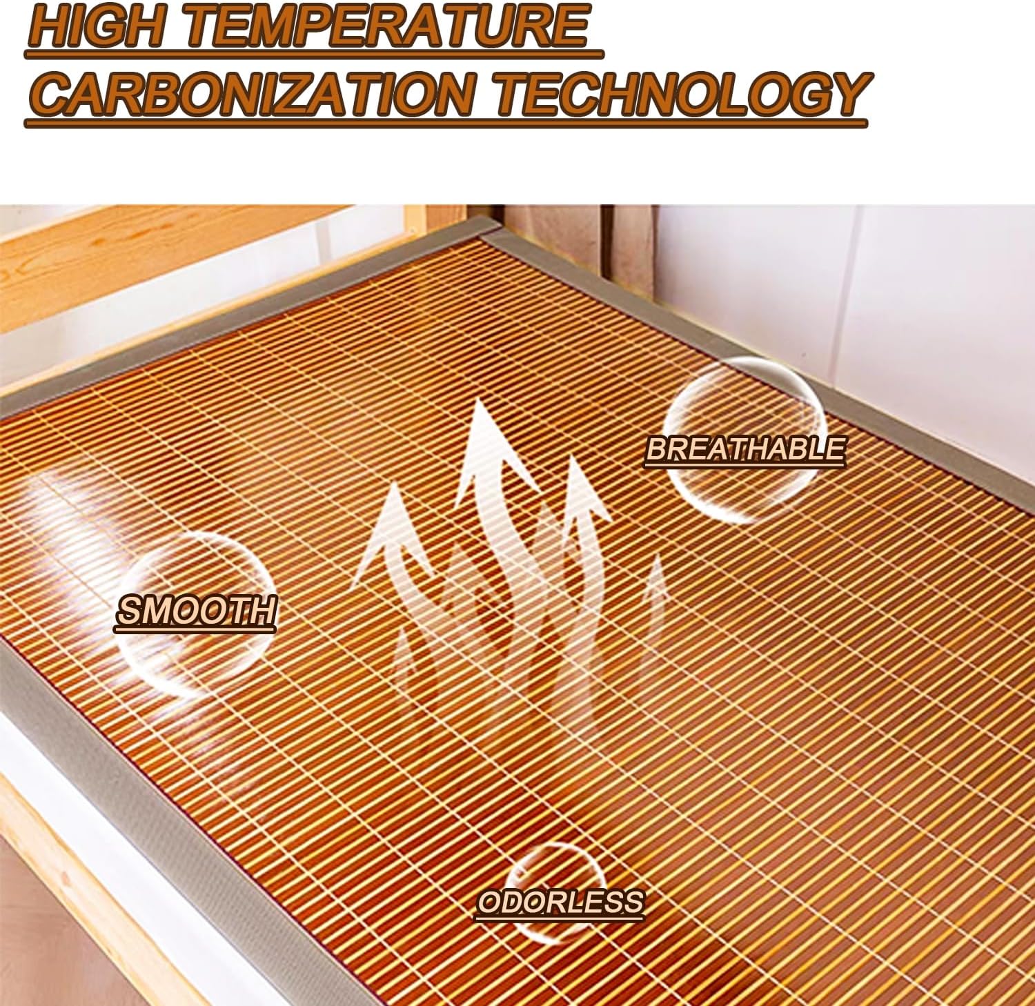 Natural Bamboo Summer Sleeping Mat, Traditional Chinese Summer Sleeping Pad Cooling Mattress, Foldable Breathable Sleeping Mat for Single, for School Dormitory, Children, Adults