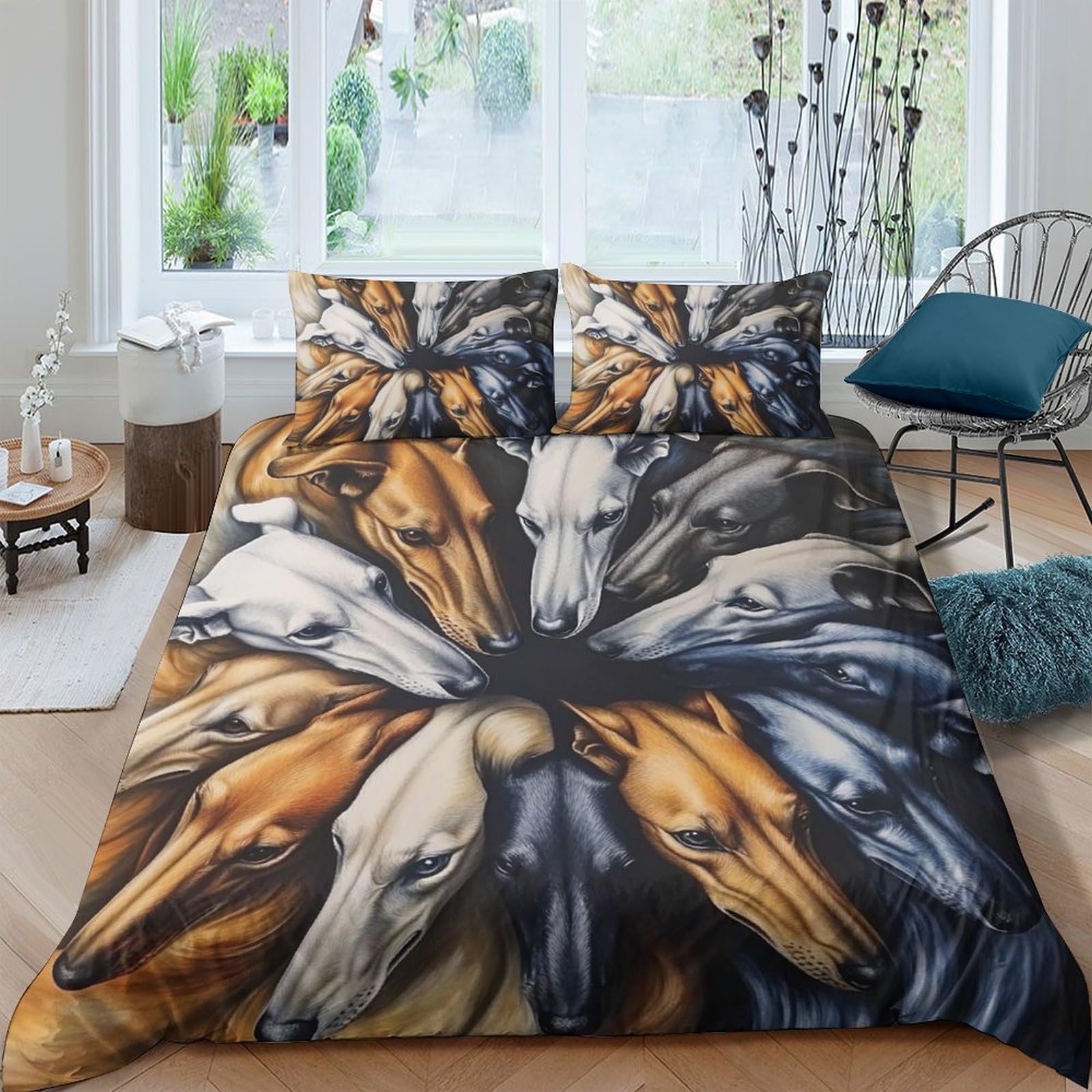 GPLZQXKJNH 3D Printed Wild Horse Duvet Cover Microfiber Soft Breathable Herd Pattern Bedding Set with 2 Pillowcases for Bedroom Decor Single（135x200cm）