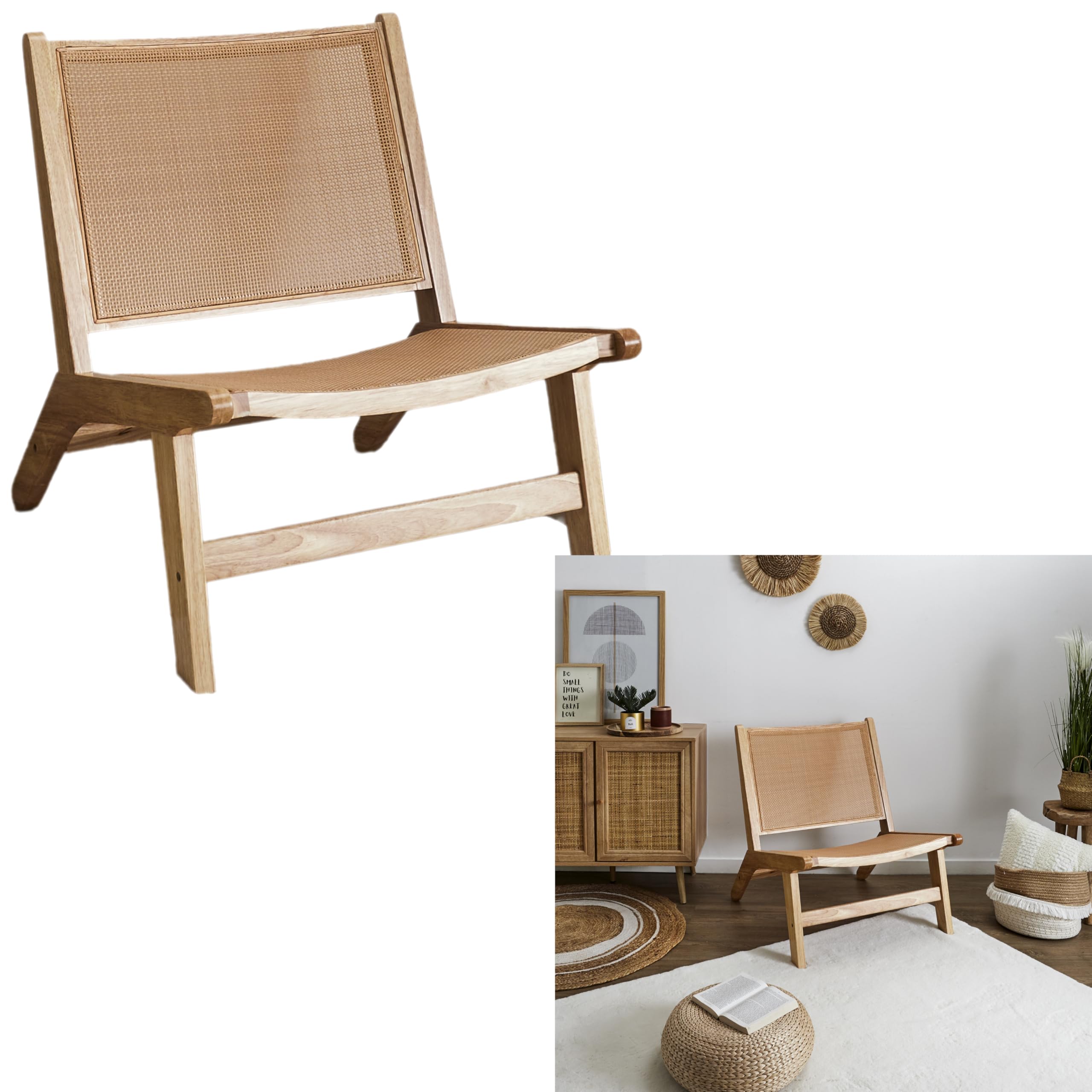 HOME DECO FACTORY, HD0333, Fauteuil, Modèle Bali, Collection Natural Crush, Mobilier Contemporain, Assise, Canapé et Fauteuil, 64 x 75 x 71 cm, Marron