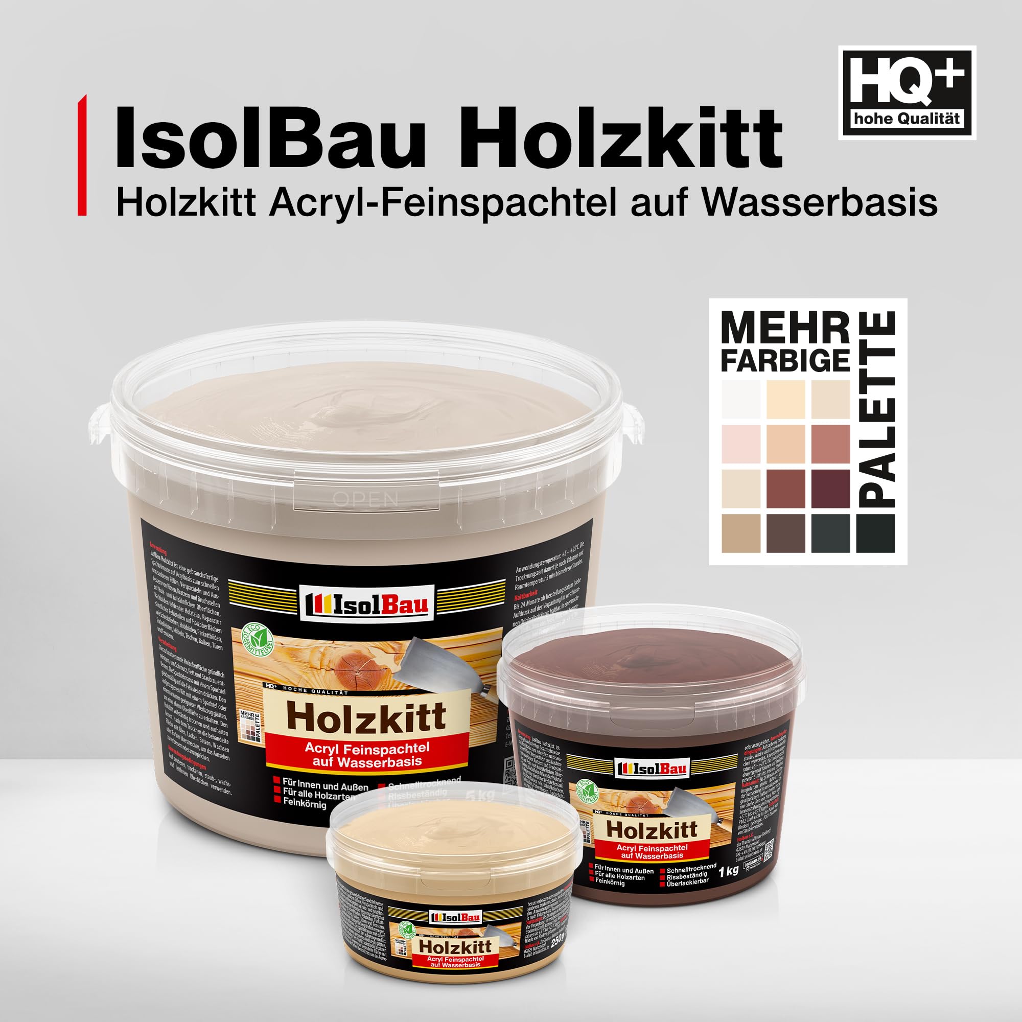 Isolbau - Holz-Spachtelmasse 5 kg - Holzspachtel Holzkitt Außen und Innen - Holz-Reparaturspachtel - Holzreparaturmasse - Holz-Fertigspachtel - Schnelltrocknend - Weiß (Nr. 1)