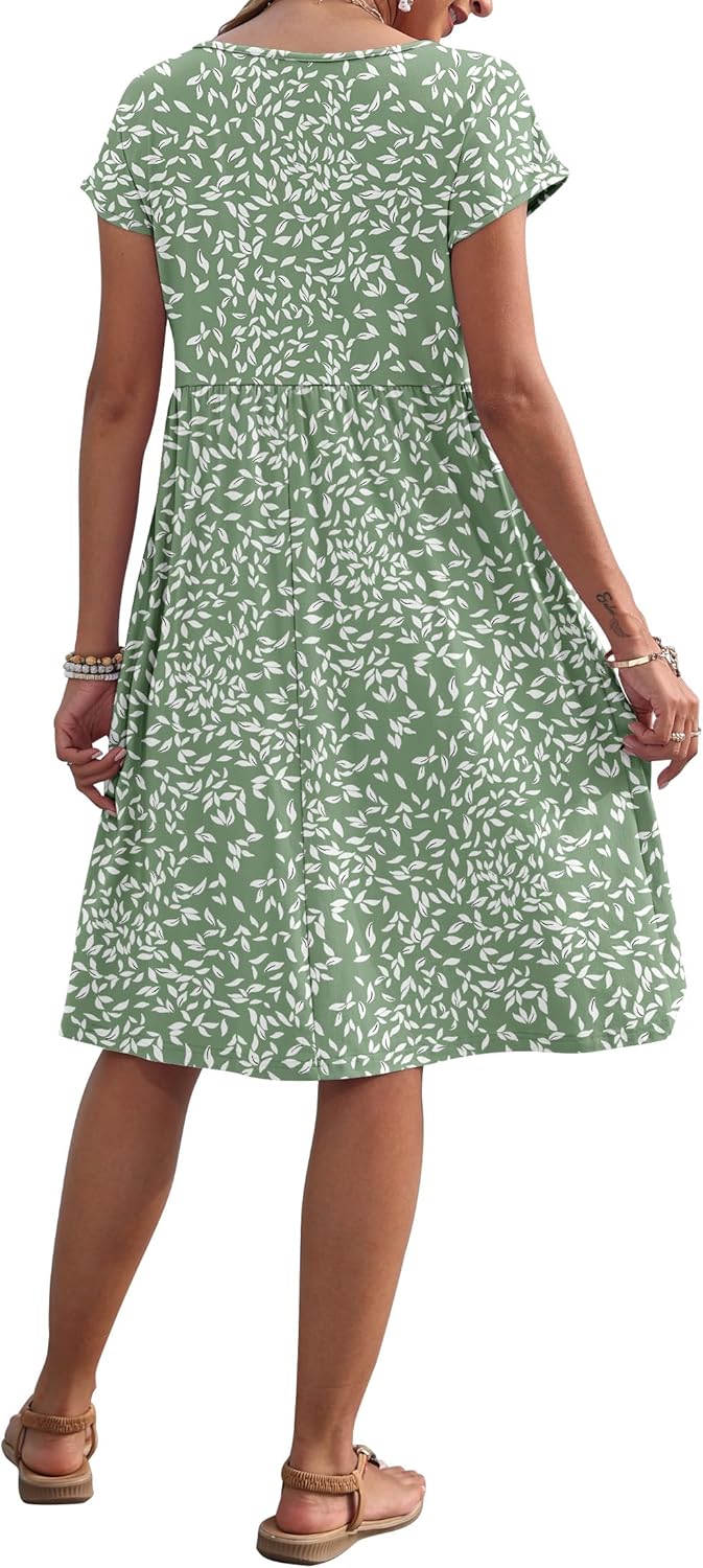 AUSELILY Women's Summer Short Sleeve Knee-Length Dresses Round Neck Loose Dress with Pockets 2026 New - Image 4