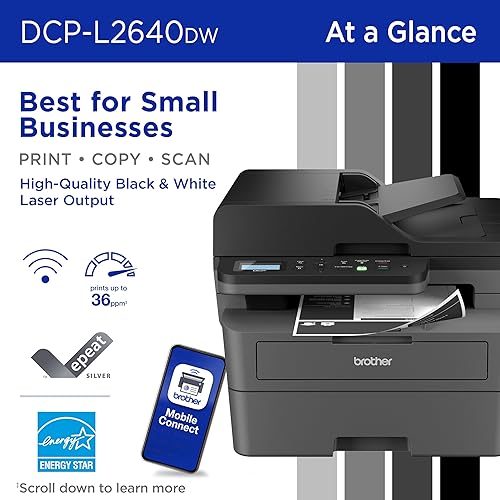 Miniatura 2 de Brother DCP-L2640DW Impresora láser multifunción compacta inalámbrica monocromática con copia y escaneo, dúplex, móvil, blanco y negro  Incluye