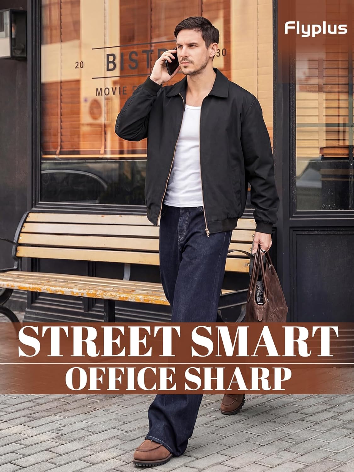 Men‘s Lightweight Windbreaker,Water Resistant Full Zip Up Jacket with Ribbed Cuffs & Hem for Casual,Golf,Office