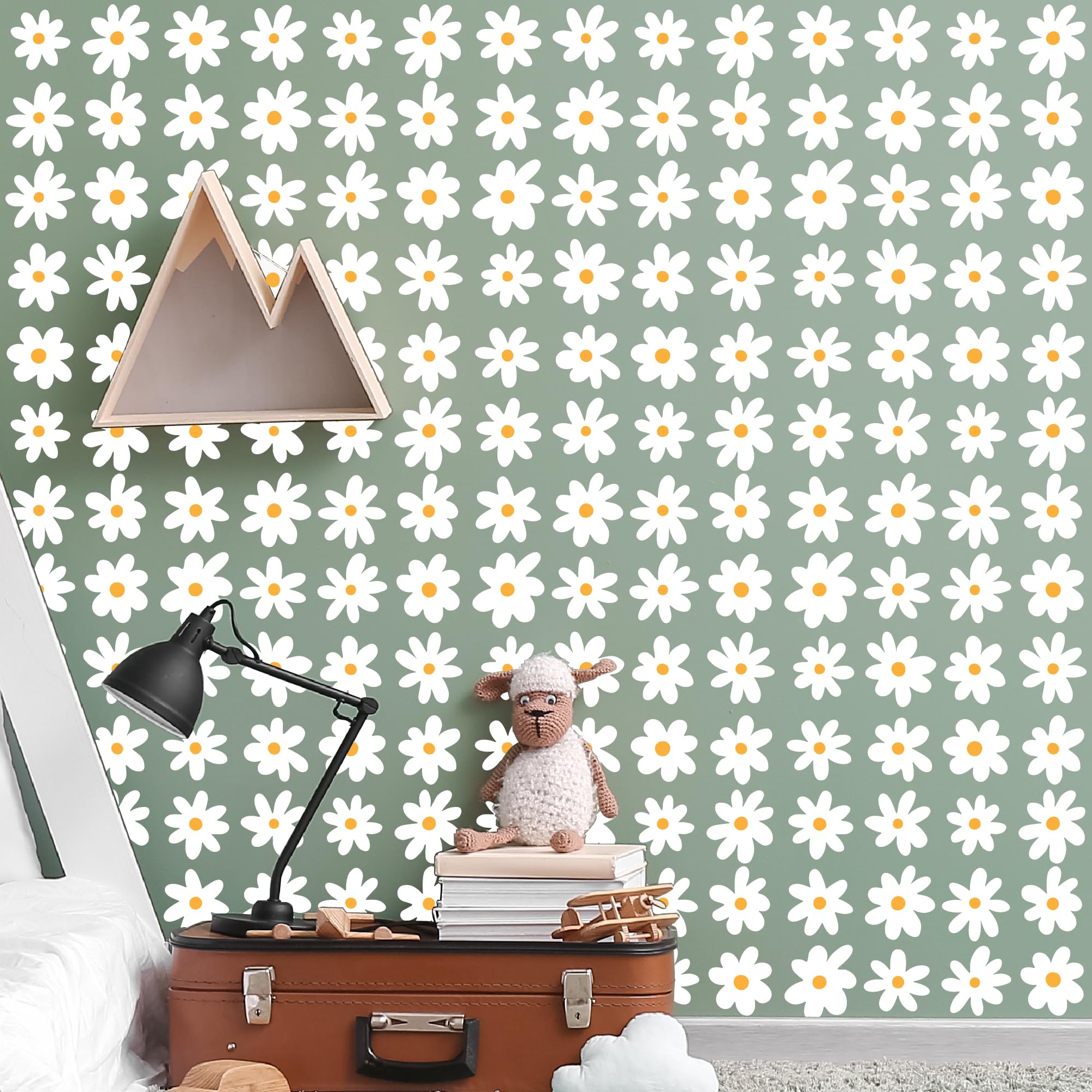 2 Pack 14X12 Daisy Flowers Large Stencils for Painting Large Pattern on Wall, Floor, Concrete Patio,Canvas, DIY Craft, Reusable Decorative Template for Scandinavian Boho Painting Wall Furniture Décor