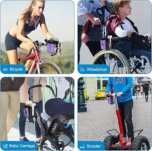 Miniatura 7 de Accmor Portavasos para cochecito con soporte para llaves de teléfono, portavasos universal 3 en 1, soporte para botellas de bebidas para cochecito,