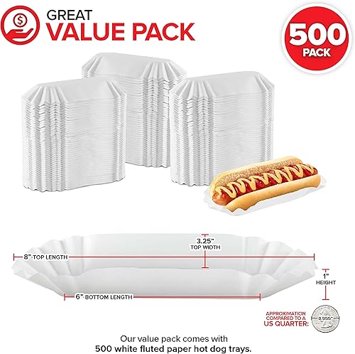 Miniatura 2 de Stock Your Home Bandejas estriadas para perros calientes (paquete de 500) Forros de papel estriado de 6 pulgadas para perros calientes  Envolturas