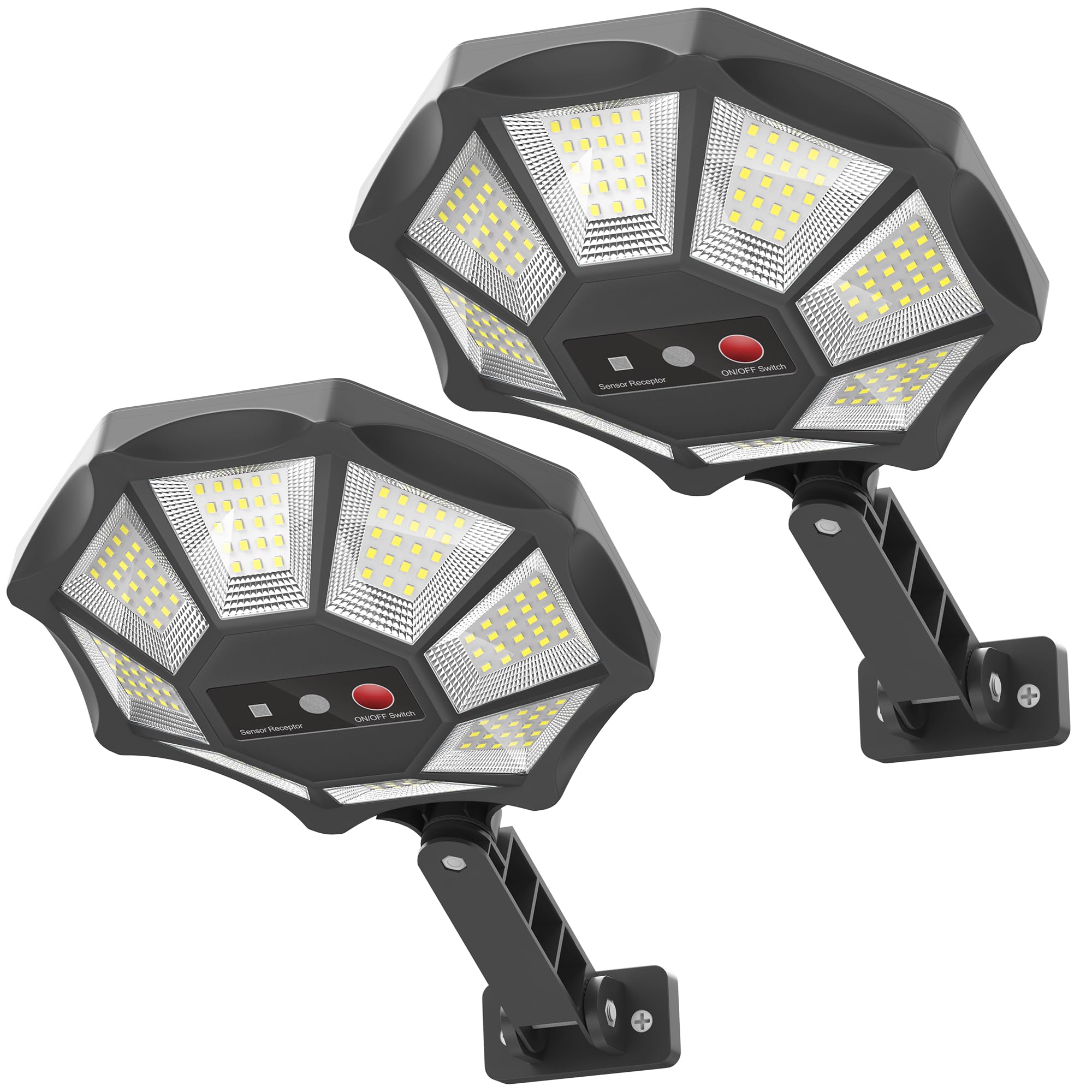 OKPRO Solar Lights Outdoor, 168LED 6500K Flood Light Dusk to Dawn(2 Pack), Black