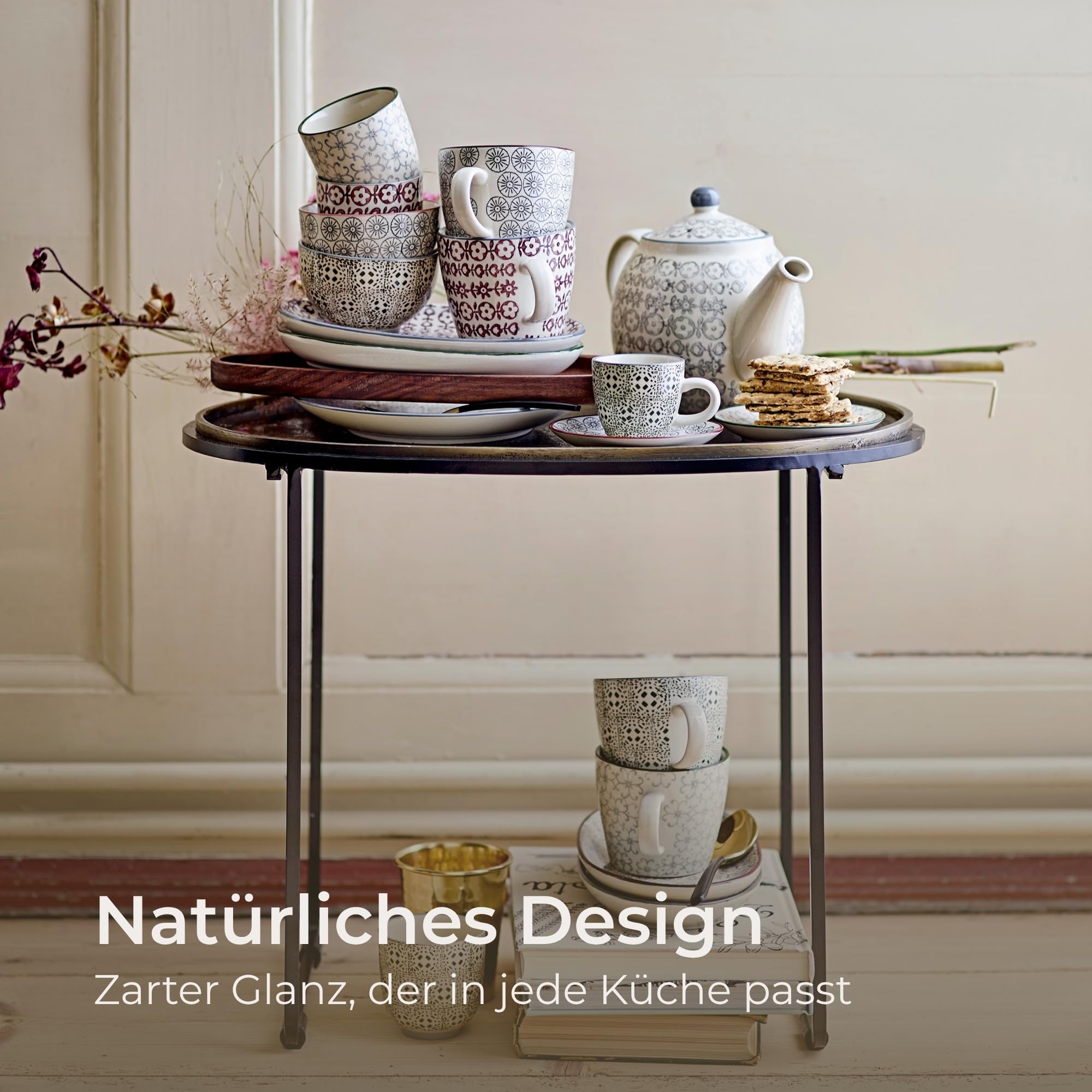 Bloomingville Teiera Karine, grigio, ceramica