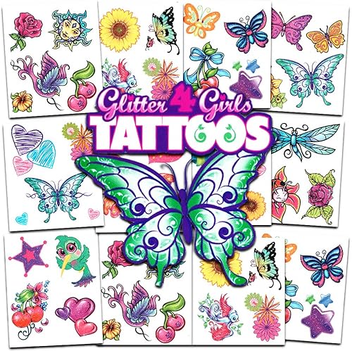 Miniatura 1 de Savvi Glitter Tatuajes 50diseños deslumbrantes Corazones Mariposas Flores y más