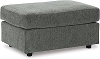 Signature Design by Ashley Stairatt Gray Upholstered Ottoman - Contemporary Chenille Footrest, Firm Cushion, Extra Seat 33x23x18"