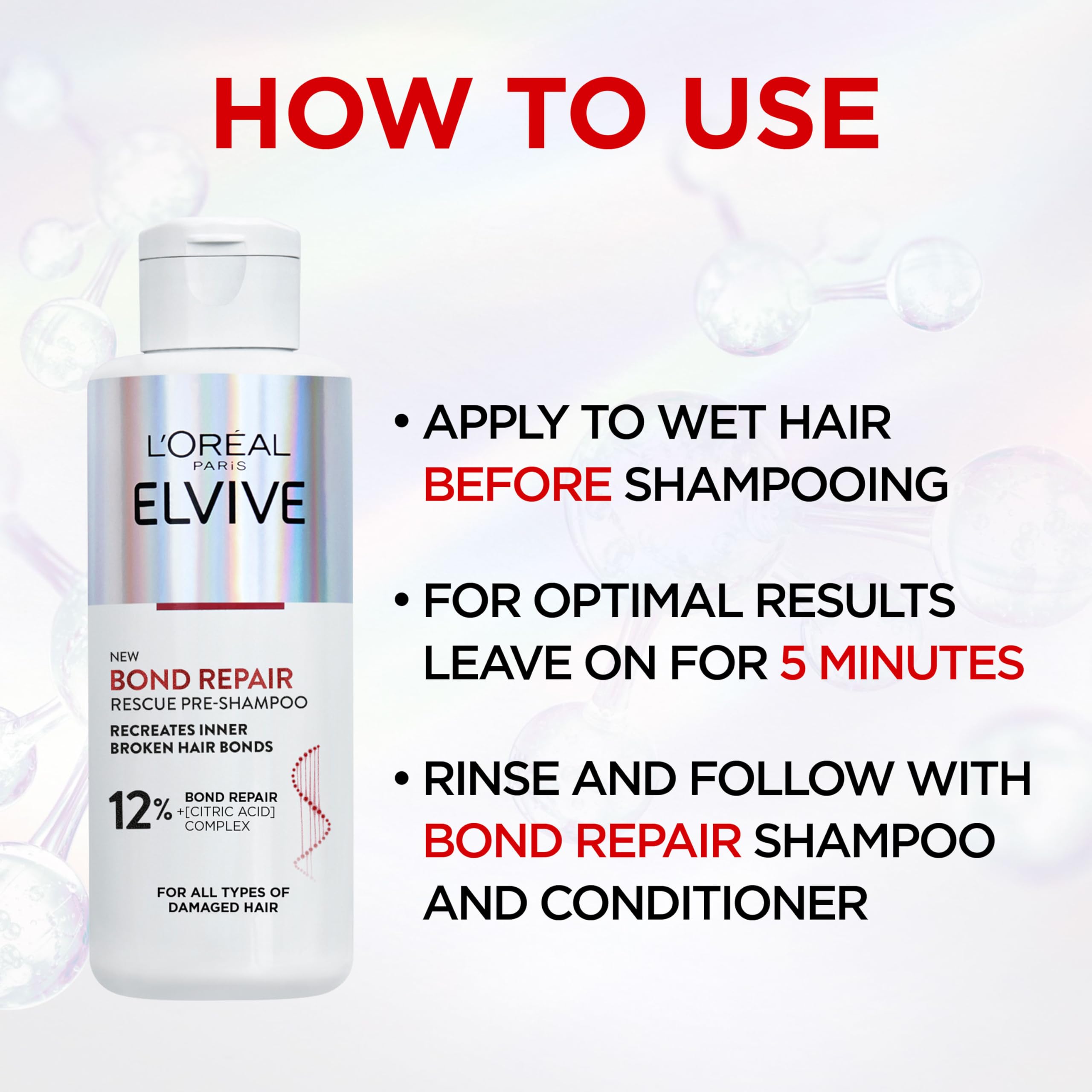 L'Oréal Paris Elvive Bond Repair Pre-Shampoo for Damaged Hair, 200ml | With Citr