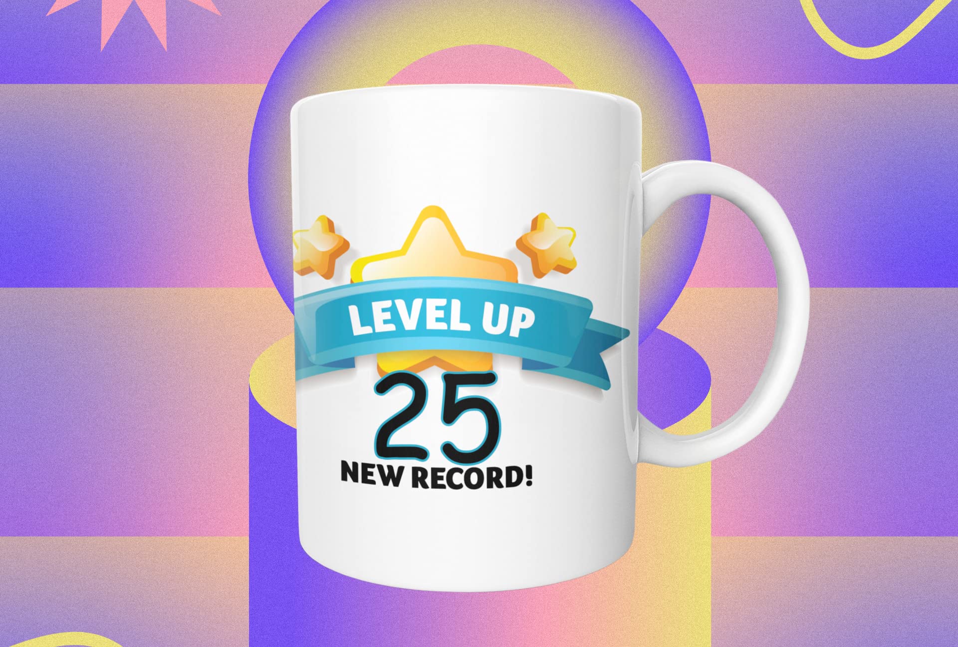 Tazza Compleanno 16 Anni 'Level Up 16th New Record' Con Stampa Fronte/Retro, Regalo Divertente Per Figlio Figlia Nipote, Ceramica, Lavabile In Microonde E Lavastoviglie, 11oz