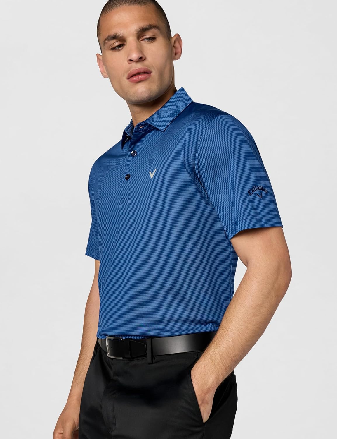 Callaway Mens Fine Line Stripe Short Sleeve Stretch Golf Polo, Moisture-Wicking, Sun Protection (Available in Big & Tall) - Image 2