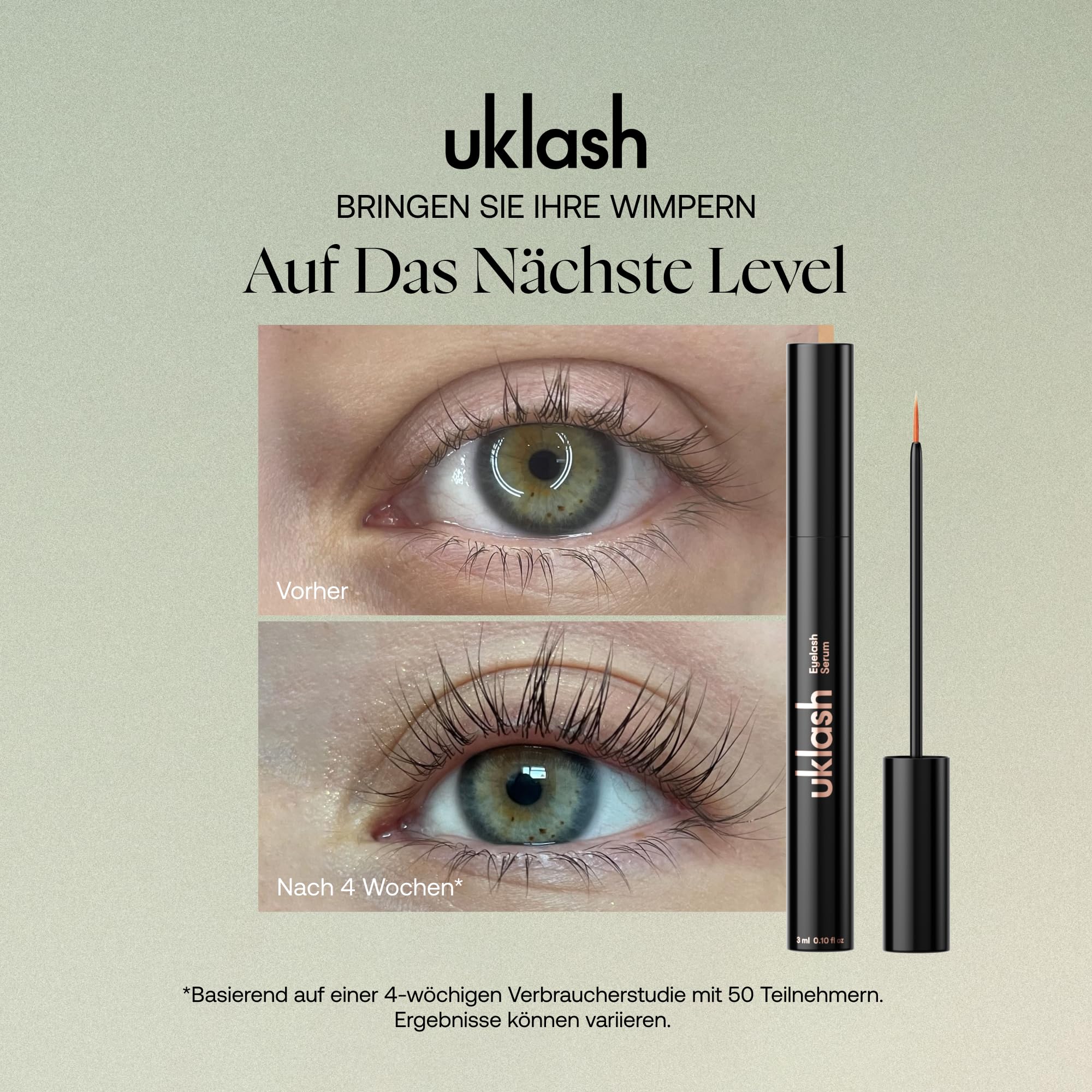 UKLASH Wimpernserum 3ml – Hochwirksames Serum für längere, vollere Wimpern – Lash Serum für natürliches Wimpernwachstum – Klinisch getestet & Vegan