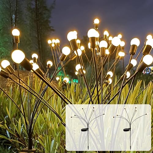 Miniatura 1 de 6 luces LED solares de luciérnaga luz solar de columpio para jardín patio luz decorativa solar de jardín paquete de 2