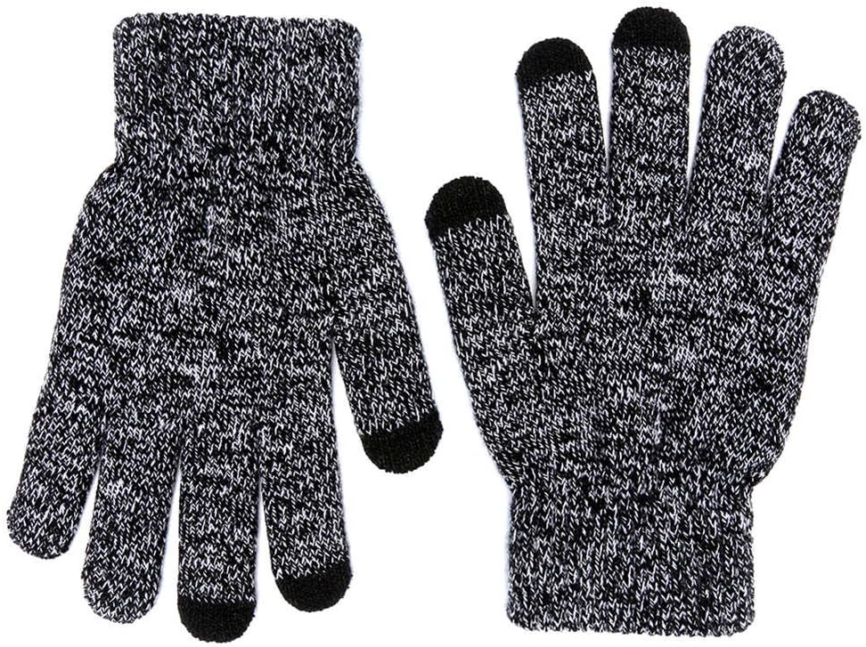 Touch screen gloves winter men and women knitted warm gloves (Black and white)