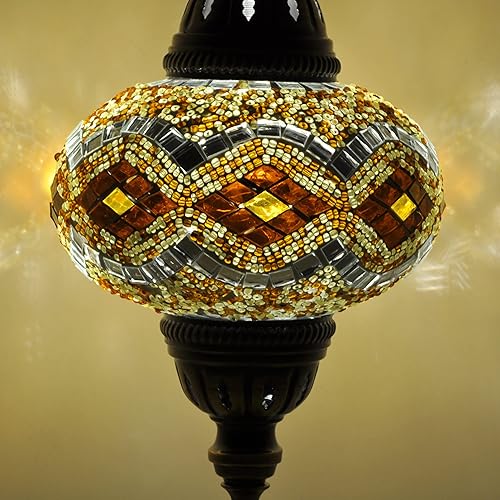 Miniatura 3 de Turkish Lamp Mosaic Table Lamps | Turkish Moroccan Lamp with Bronze Base | Handmade Tiffany Night Lamp | Mosaic Glass Bedside Night Lamp with Led