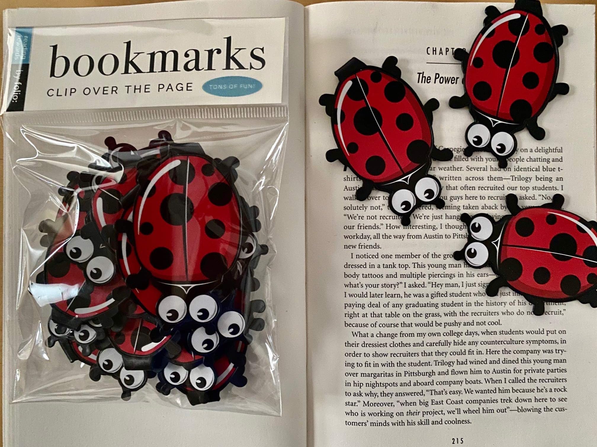 Ladybug Bookmarks - Pack of 20 Plastic Animal Clip Bookmarks for Students, Kids, Teens - Fun Reading Incentives and Awards