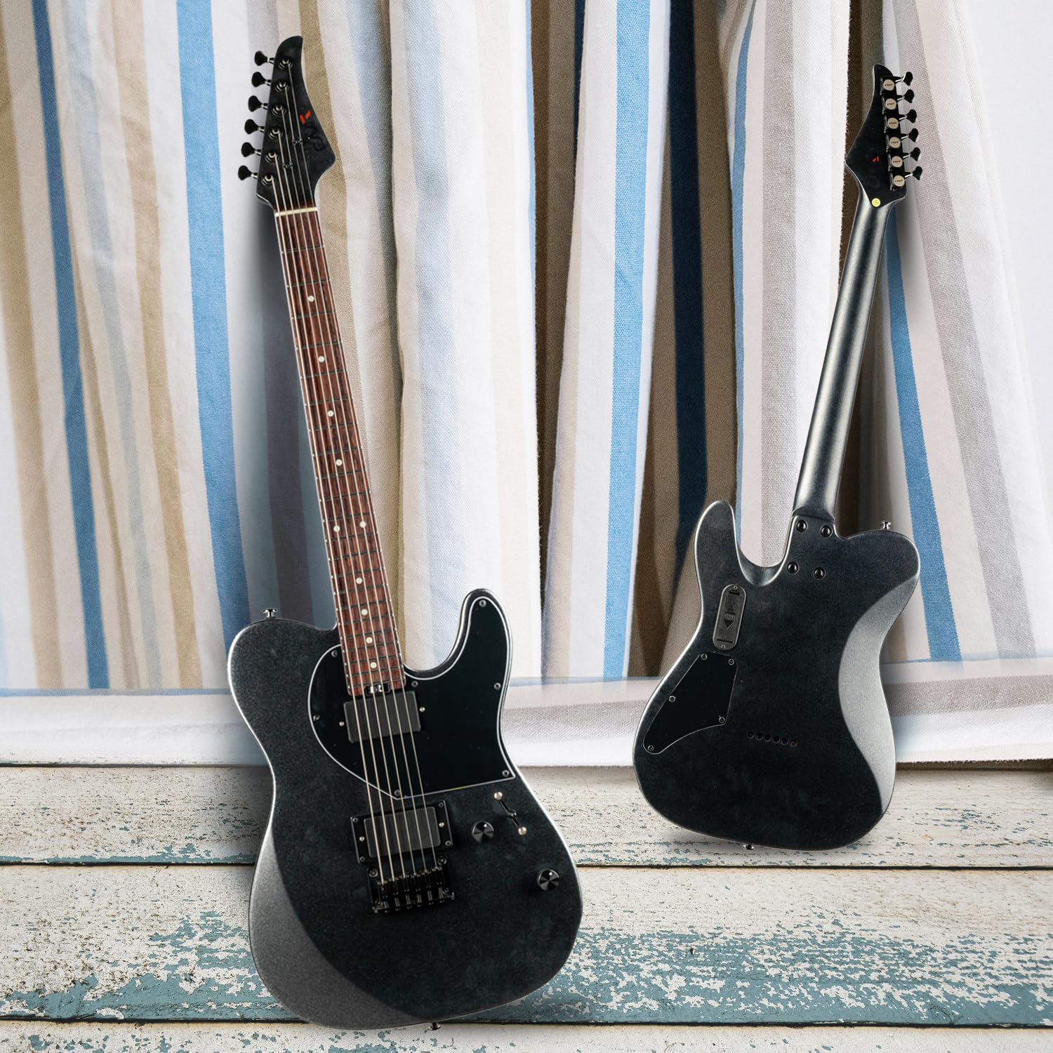 EART Gitarre TL-281 Geröstete Bookmatch Mahagoni Körper, Jumbo Edelstahl, geölte Knochen Rock Metal E-Gitarren