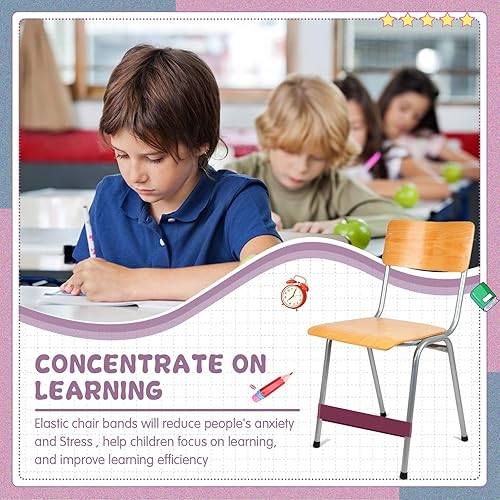Miniatura 18 de Berlune 24 bandas para sillas de aula, bandas para sillas y escritorios, para TDAH, autismo, herramientas de rebote flexible para aula