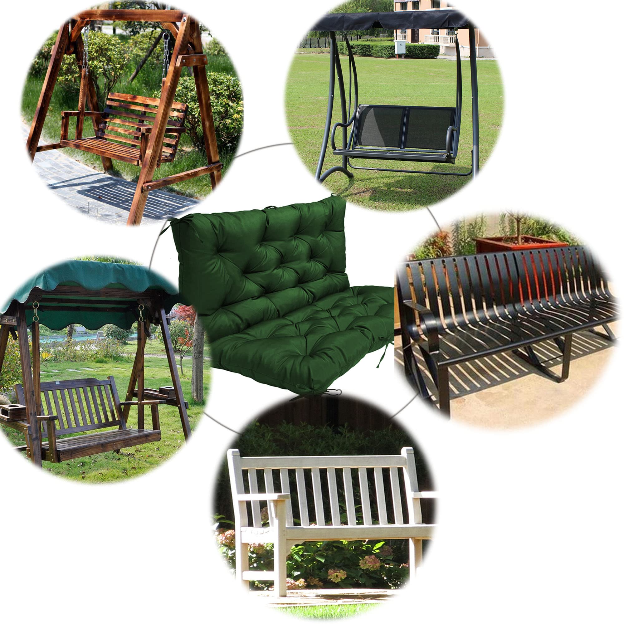 Cuscini di ricambio impermeabili per dondolo da giardino con schienale, per panca da portico addensato, per panca a 2/3 posti, per mobili da esterno, 100 x 100 x 10 cm, blu navy