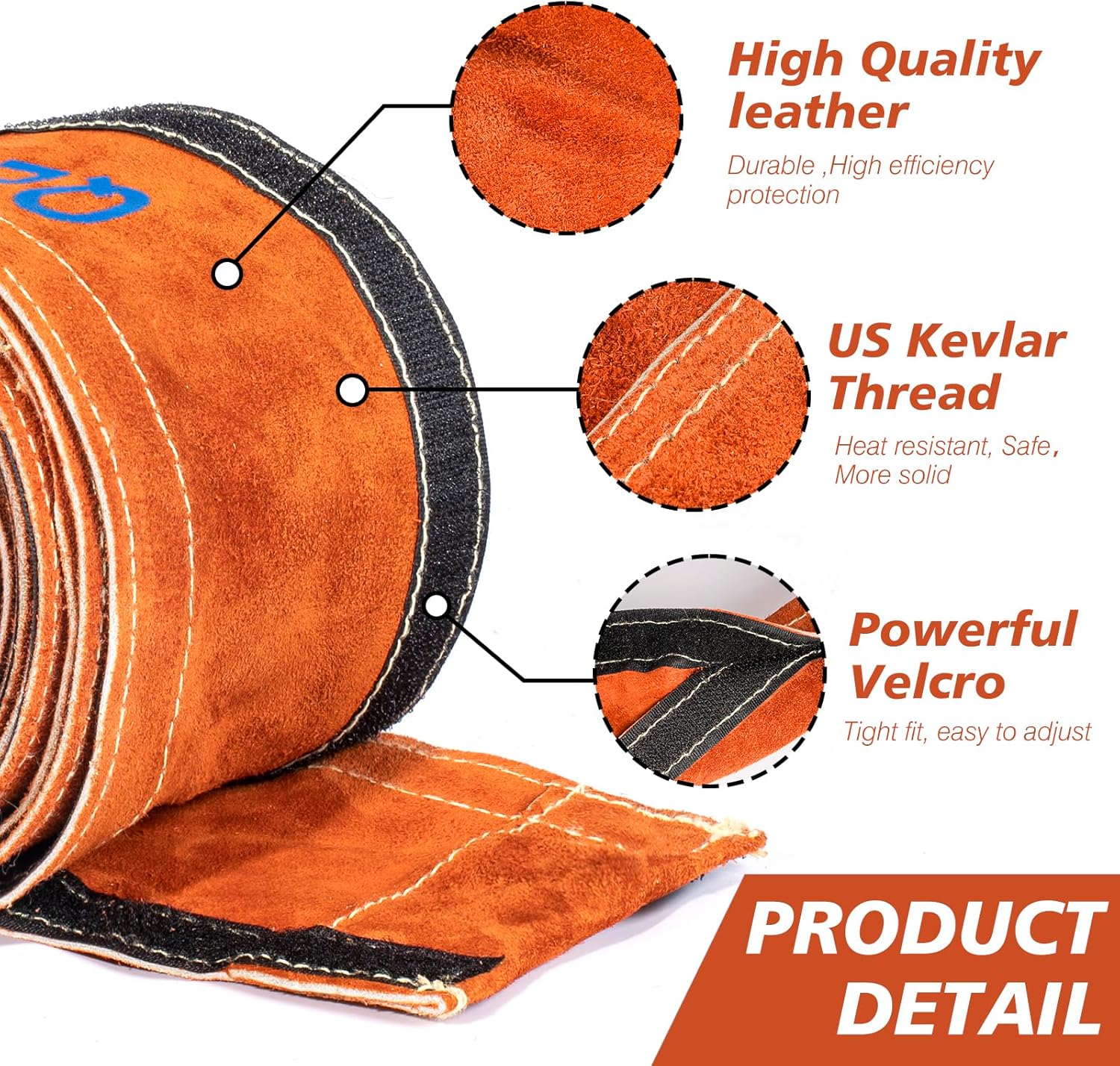 QeeLink TIG Welding Torch Cable Cover Flame Resistant Leather Brown Cover 12 & 25 Feet (25 Feet, 7.6 Meters)