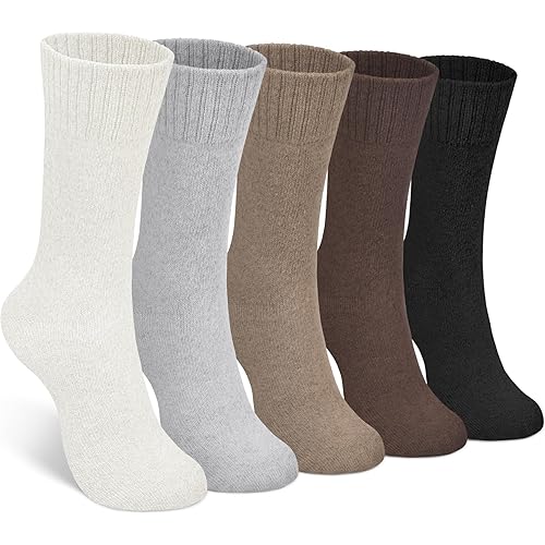 YSense 5 Pairs Womens Wool Socks Thick Knit Warm Winter Socks for Women Cozy Comfy Socks Gifts