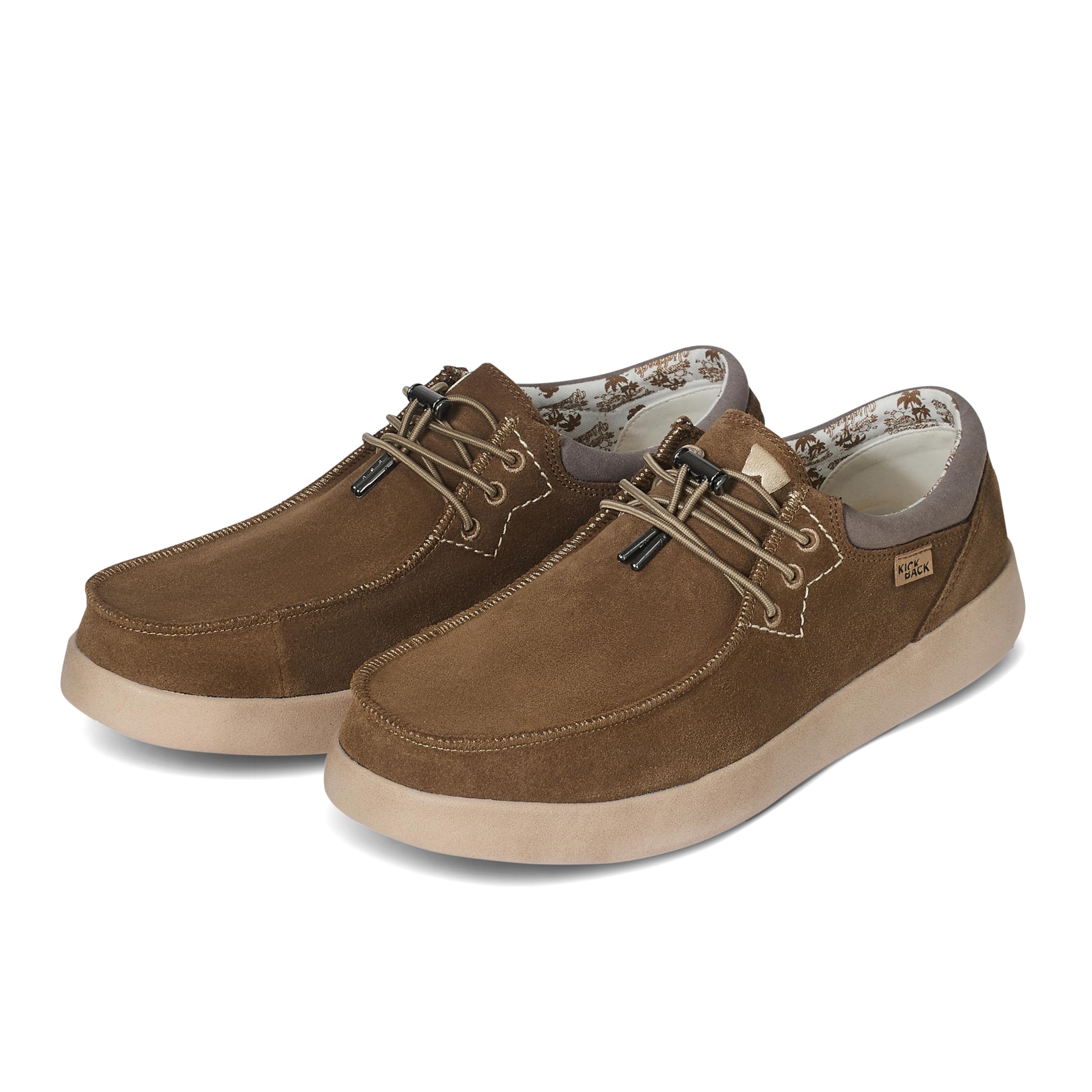 Kickback Haven - Mocasines para Hombre - Zapatos Ligeros Estilo mocasín - Exterior de Suave Piel y Ante - Cordones elásticos Ajustables - Suelas Acolchadas - Plantillas Forradas de Piel