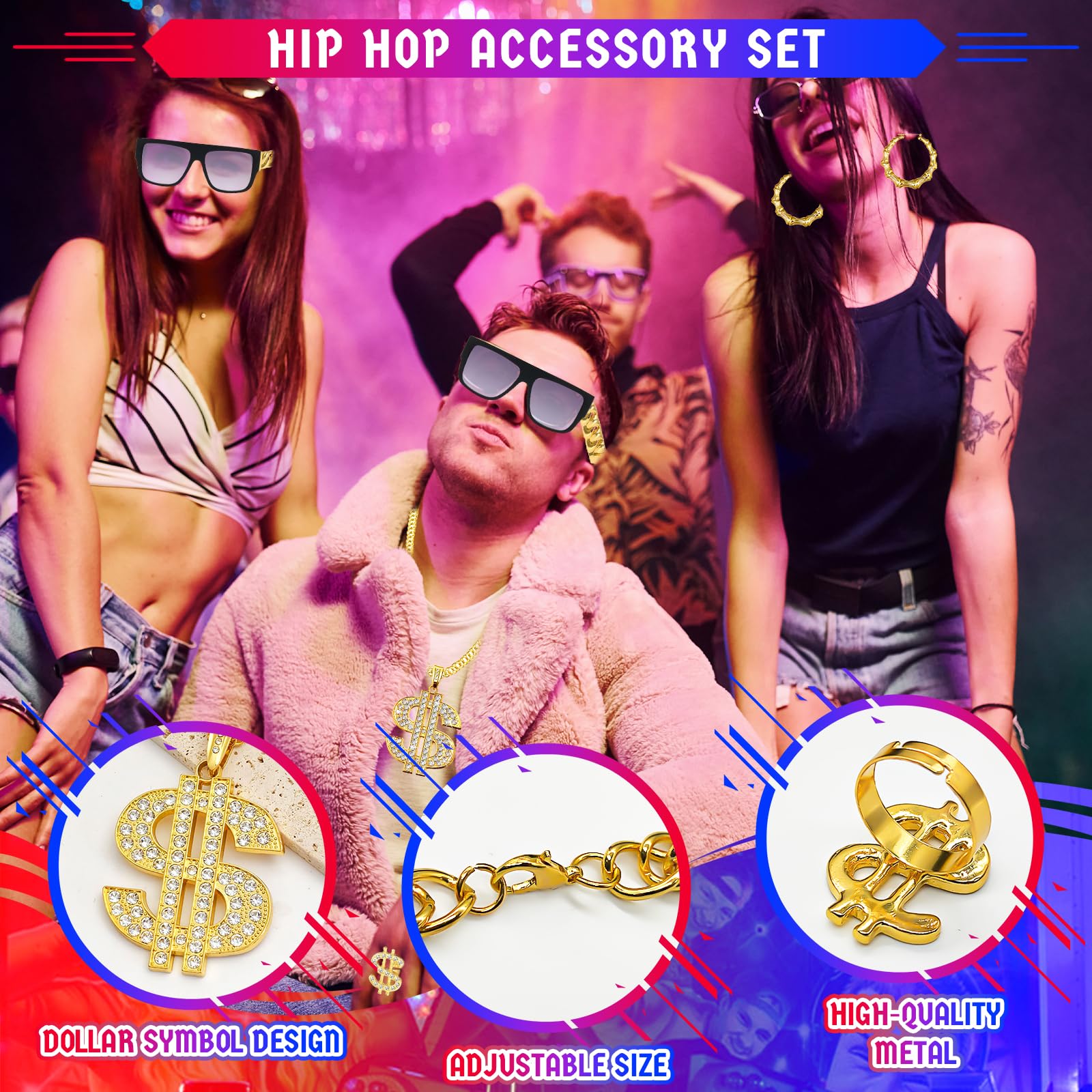 Saier tbo 10Pcs Hip Hop Costume Accessories - Image 3